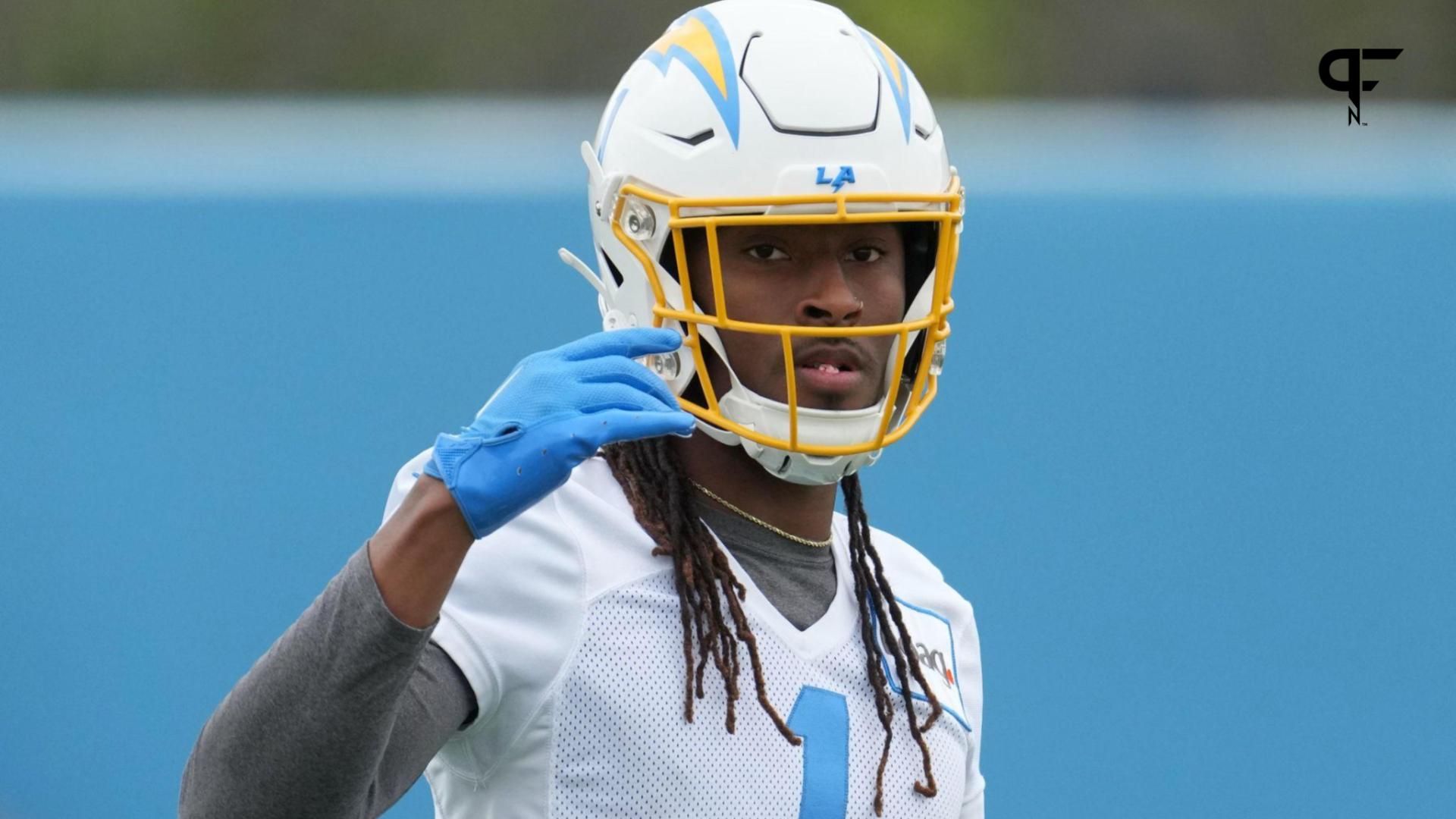 Los Angeles Chargers receiver Mike Williams (81) reacts during minicamp at the Hoag Performance Center.