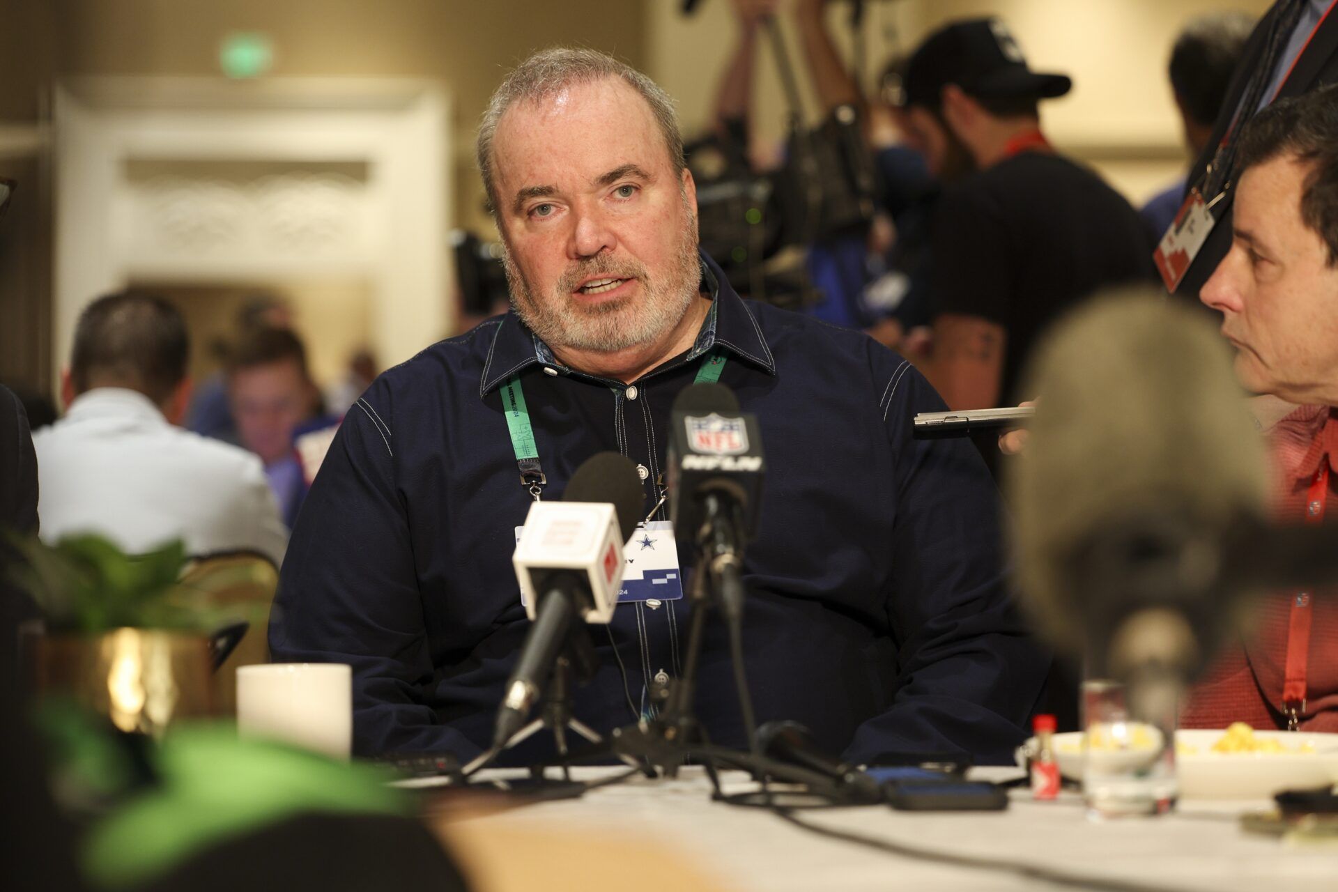 Dallas Cowboys head coach Mike McCarthy speaks to the media during the NFL annual league meetings at the JW Marriott.