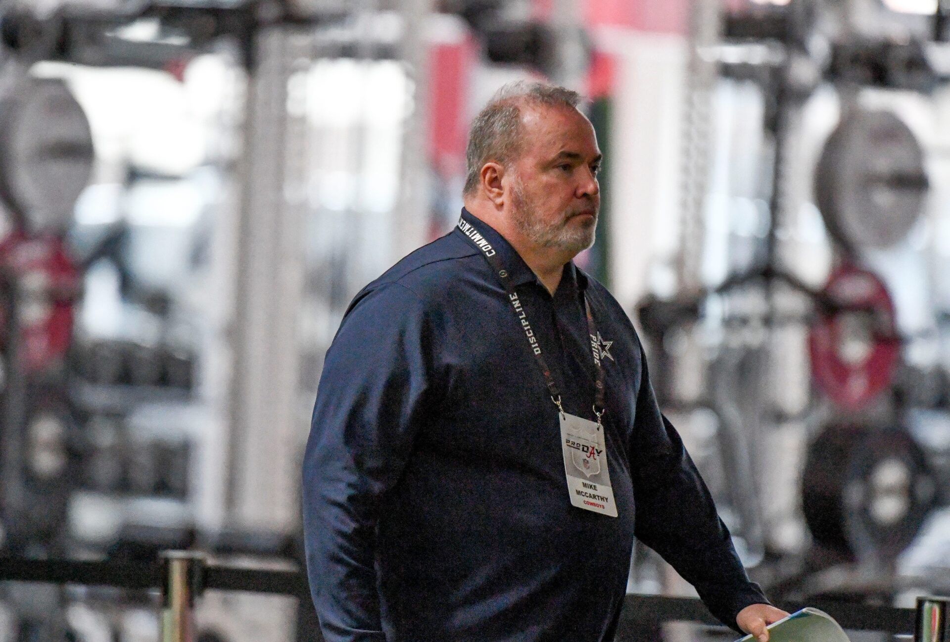 Cowboys head coach Mike McCarthy was on hand at the Hank Crisp Indoor Practice Facility during the University of Alabamas Pro Day