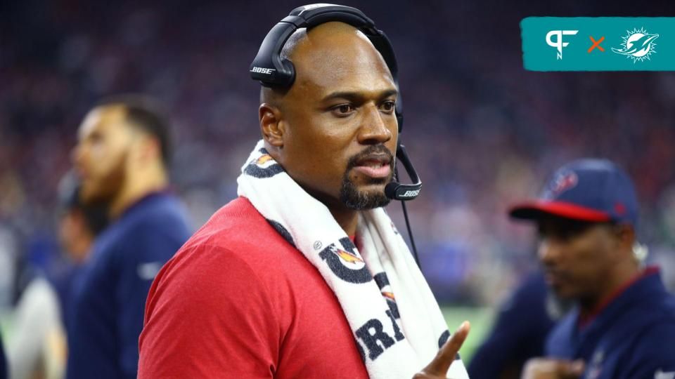 Houston Texans defensive line coach Anthony Weaver against the Indianapolis Colts during the AFC Wild Card at NRG Stadium.