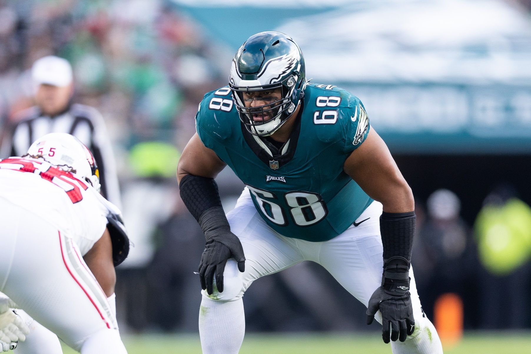 Philadelphia Eagles offensive tackle Jordan Mailata (68) in a game against the Arizona Cardinals at Lincoln Financial Field.