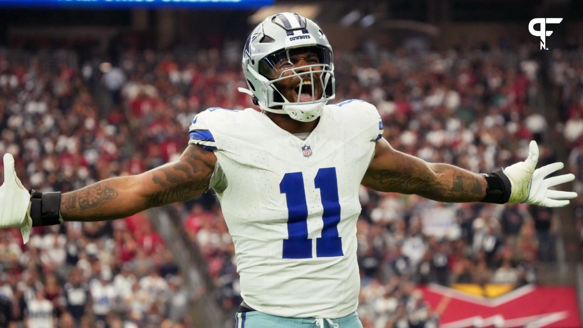 Dallas Cowboys linebacker Micah Parsons (11) celebrates his sack against the Arizona Cardinals at State Farm Stadium in Glendale on Set. 24, 2023