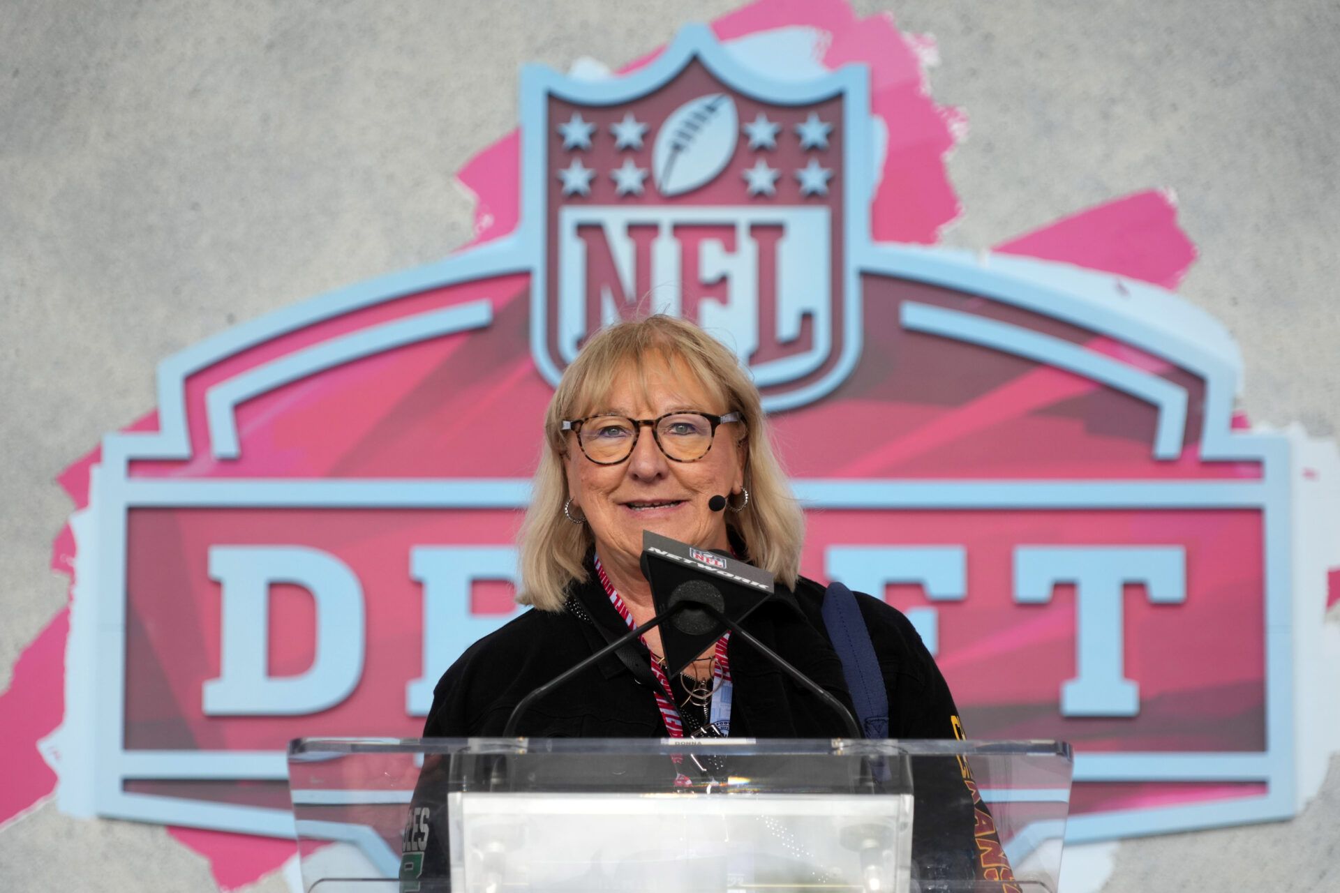 Donna Kelce, the mother of Jason Kelce and Tavis Kelce, attends the first round of the 2023 NFL Draft at Union Station.