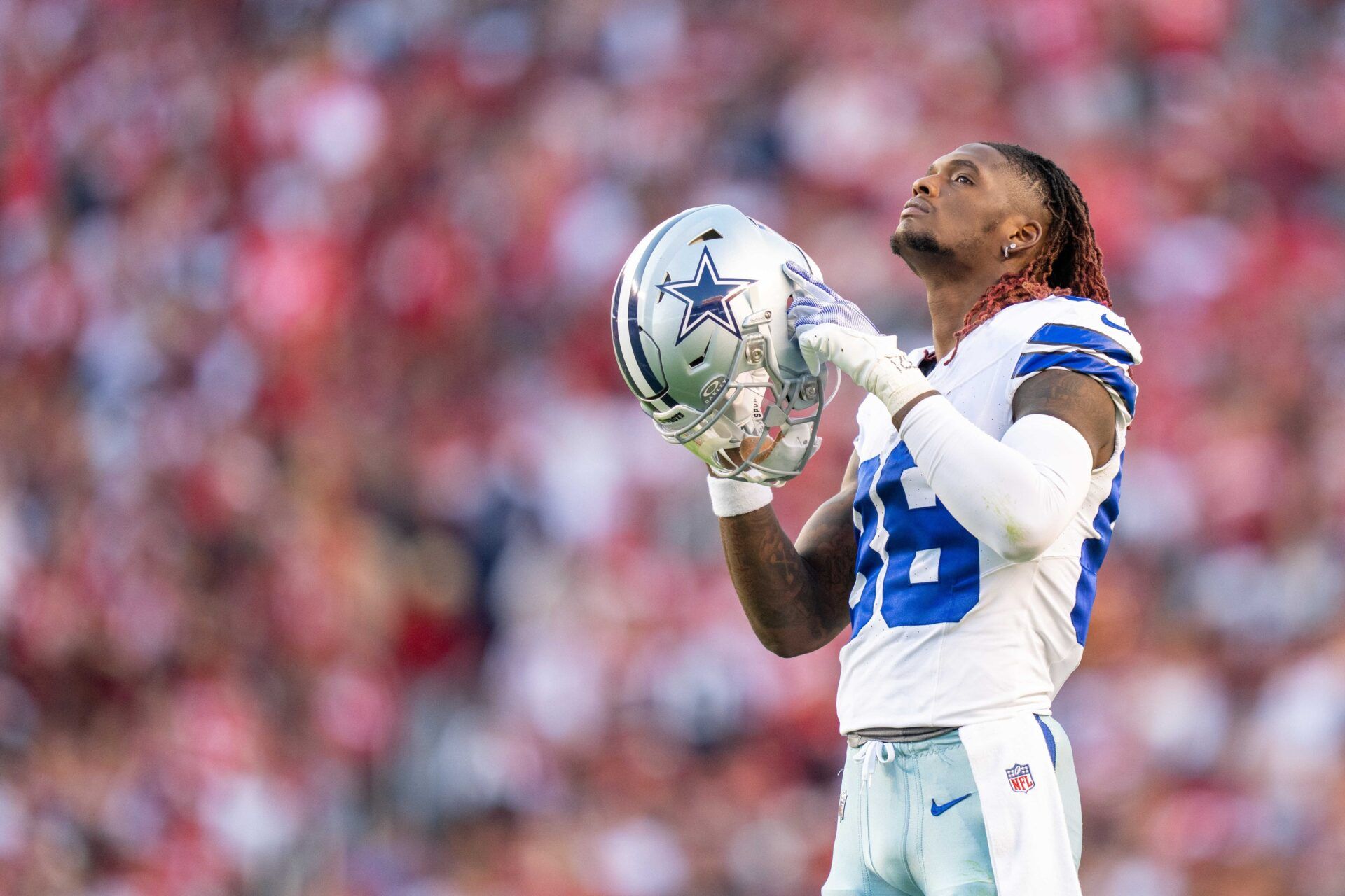 October 8, 2023; Santa Clara, California, USA; Dallas Cowboys wide receiver CeeDee Lamb (88) during the first quarter against the San Francisco 49ers at Levi's Stadium. Mandatory Credit: Kyle Terada-USA TODAY Sports