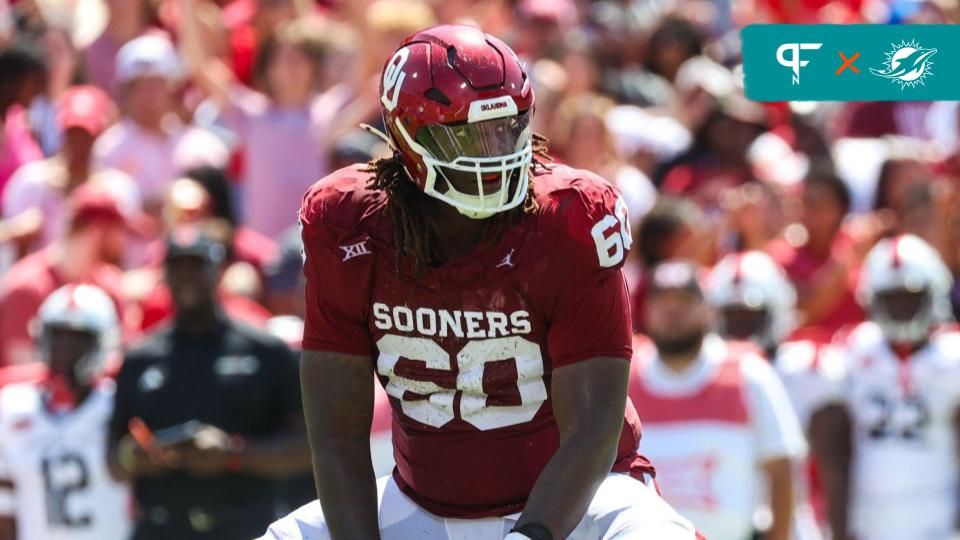 Oklahoma Sooners offensive lineman Tyler Guyton (60) in action against the Arkansas State Red Wolves at Gaylord Family-Oklahoma Memorial Stadium.