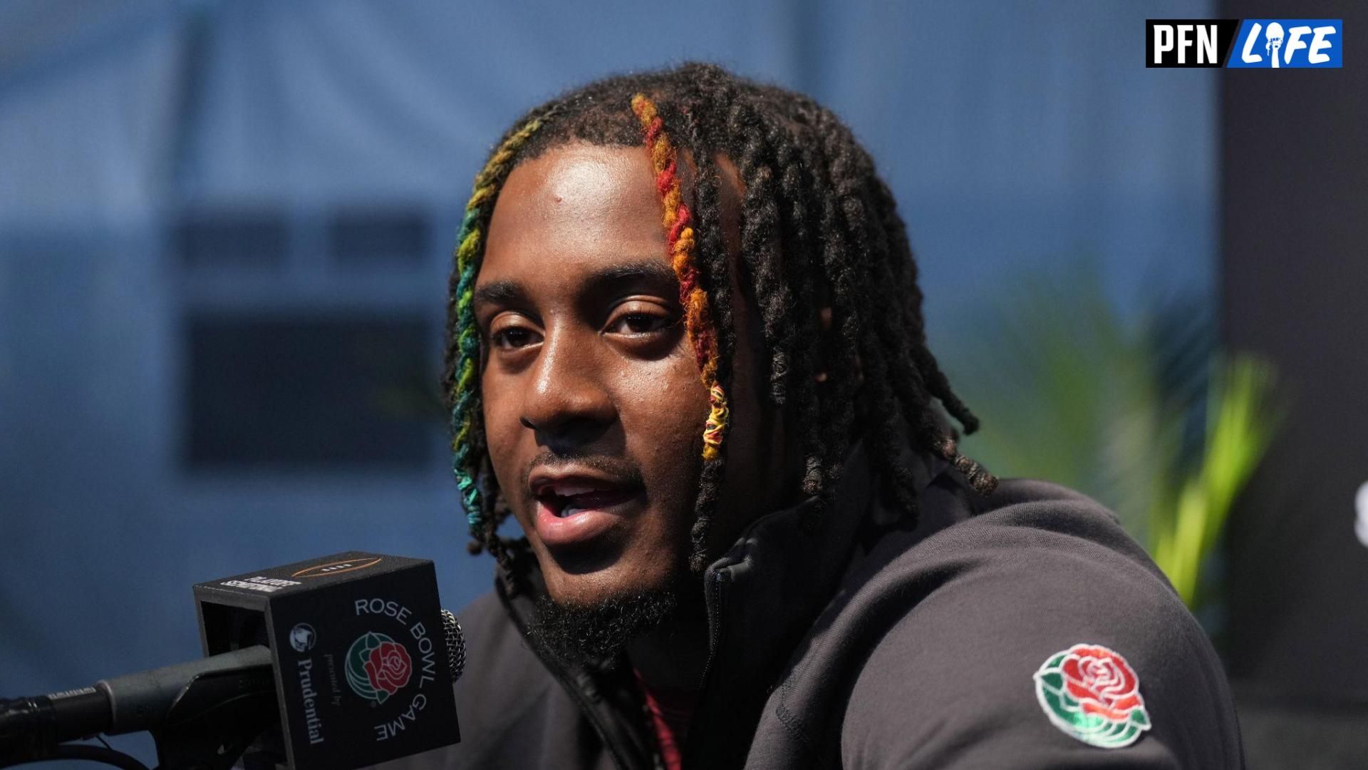 Alabama Crimson Tide defensive back Kool-Aid McKinstry during Rose Bowl media day at Rose Bowl Stadium.