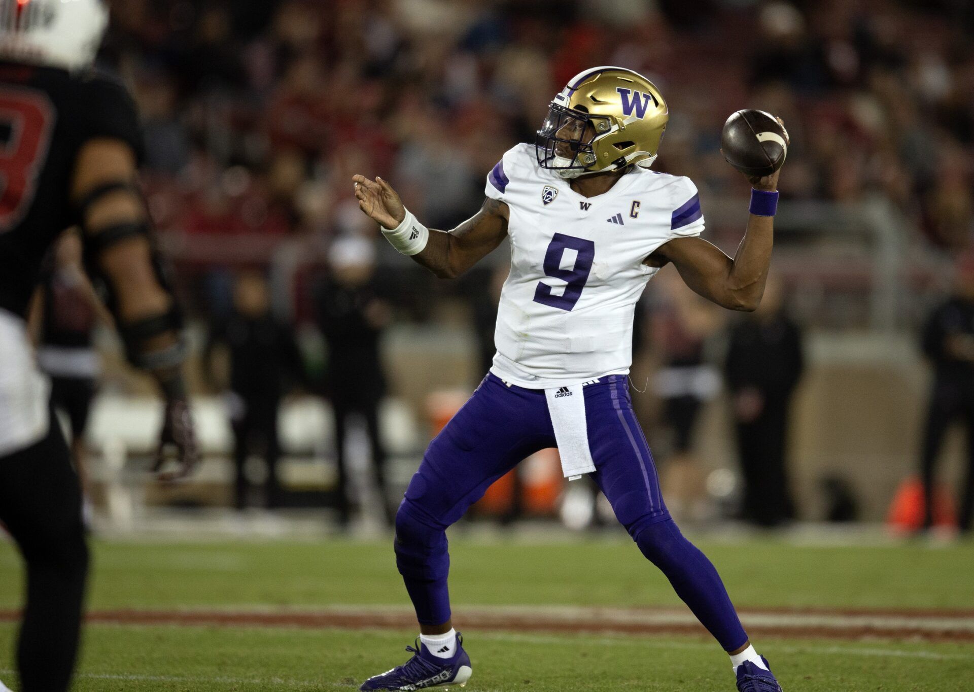 Washington Huskies quarterback Michael Penix Jr. (9) drops to pass against the Stanford Cardinal during the third quarter at Stanford Stadium. Mandatory Credit: D. Ross Cameron-USA TODAY Sports