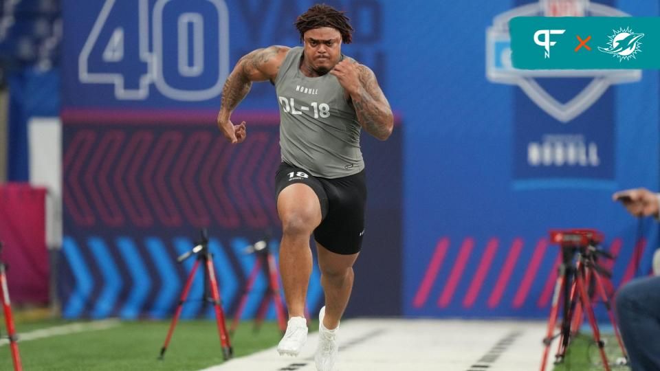 Texas defensive lineman Byron Murphy (DL18) works out during the 2024 NFL Combine at Lucas Oil Stadium.