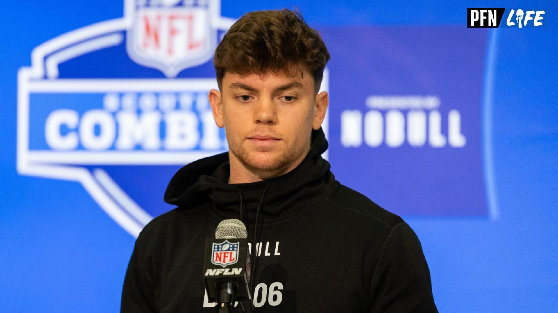 Iowa defensive back Cooper Dejean (DB06) talks to the media during the 2024 NFL Combine at Lucas Oil Stadium.