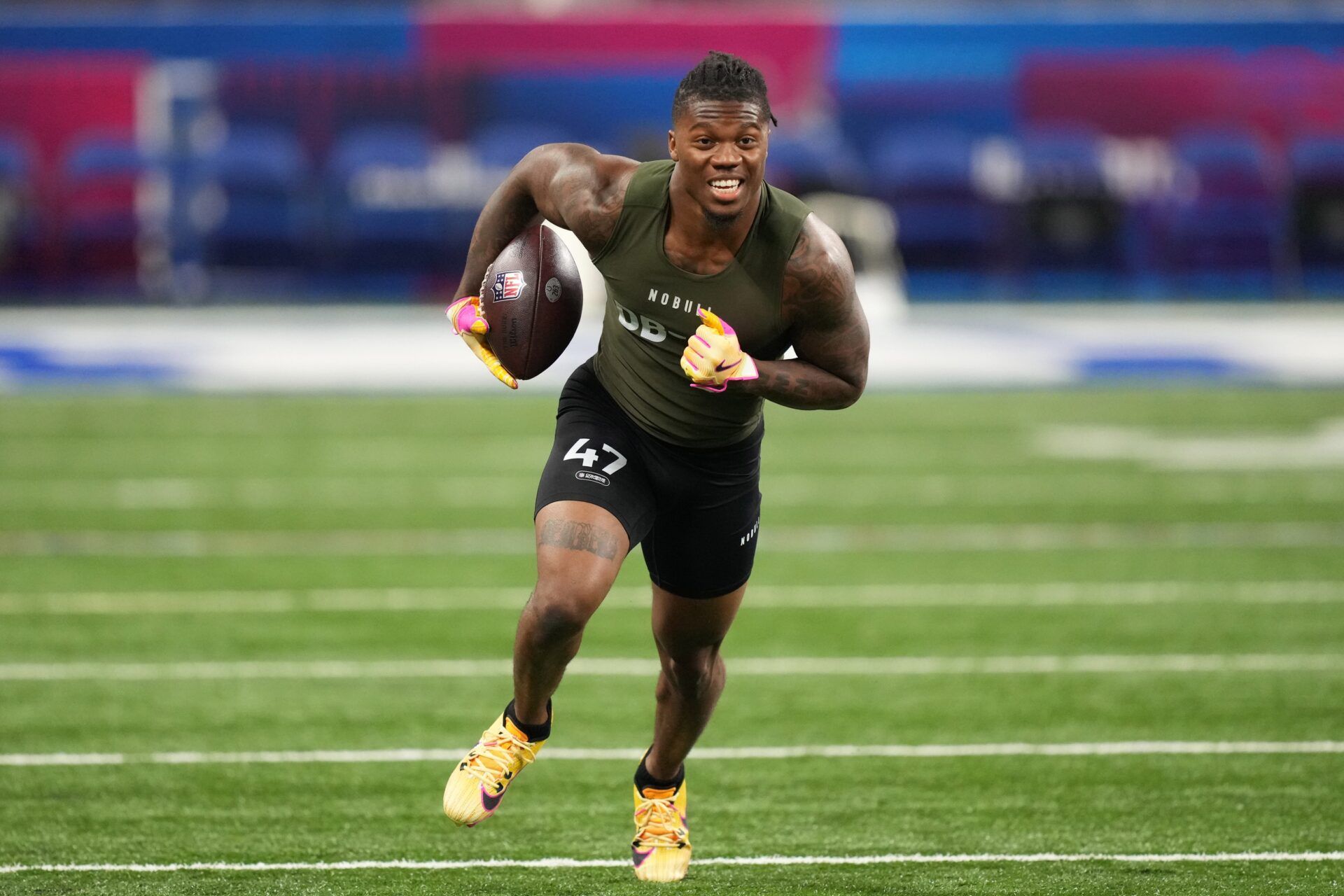 Georgia defensive back Javon Bullard (DB47) works out during the 2024 NFL Combine at Lucas Oil Stadium. Mandatory Credit: Kirby Lee-USA TODAY Sports