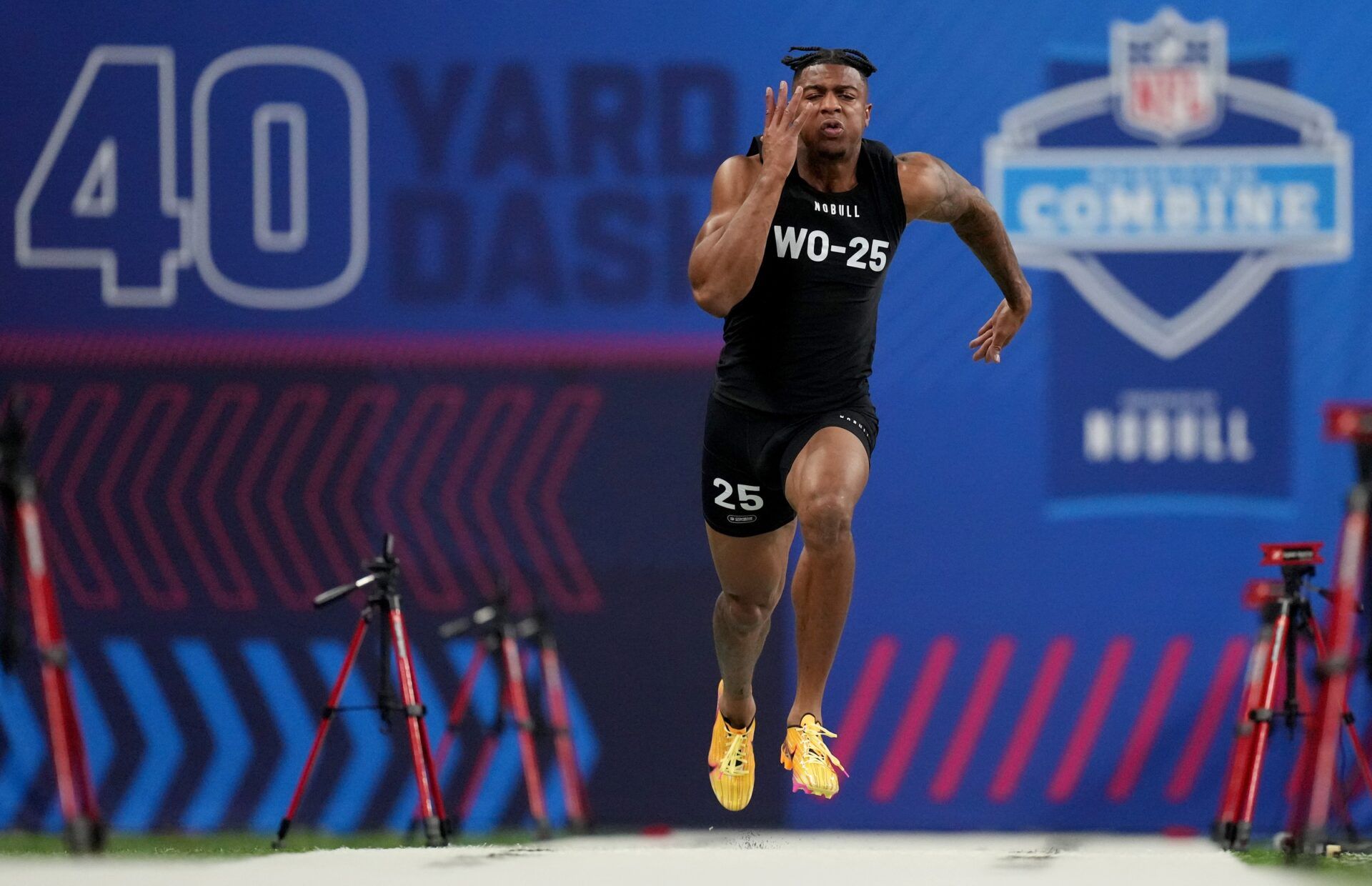 Southern California wide receiver Brenden Rice (WO25) during the 2024 NFL Combine at Lucas Oil Stadium.