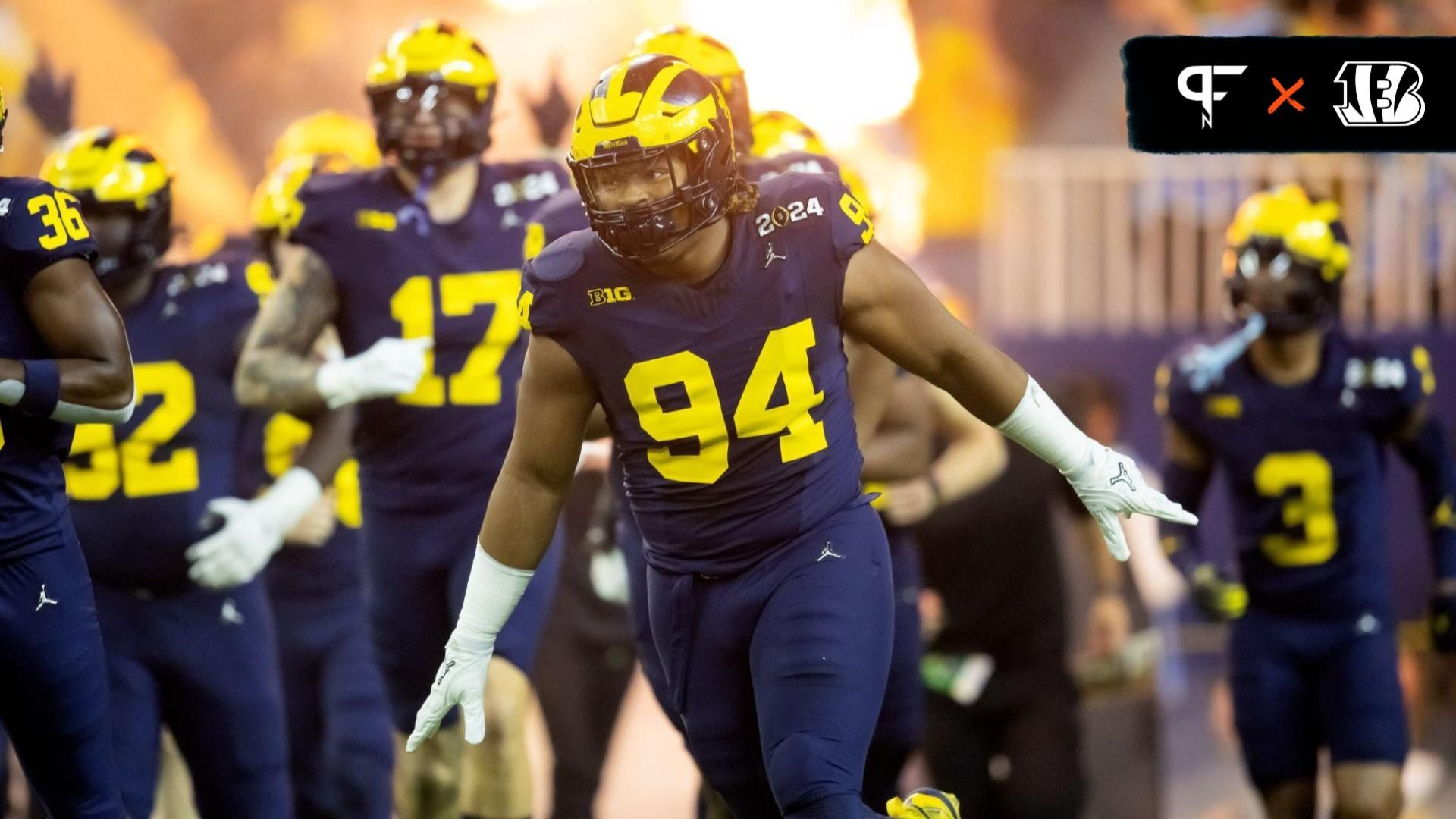 Michigan Wolverines defensive lineman Kris Jenkins (94) against the Washington Huskies during the 2024 College Football Playoff national championship game at NRG Stadium.