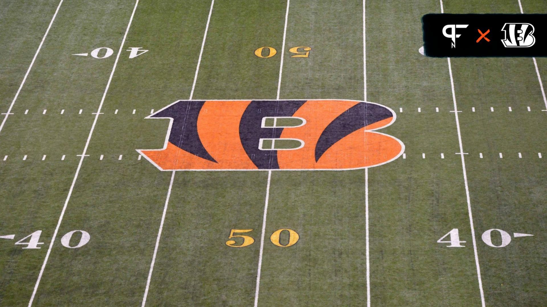 General view of Cincinnati Bengals logo at midfield of an NFL football game at Paul Brown Stadium. Mandatory Credit: Kirby Lee-USA TODAY Sports