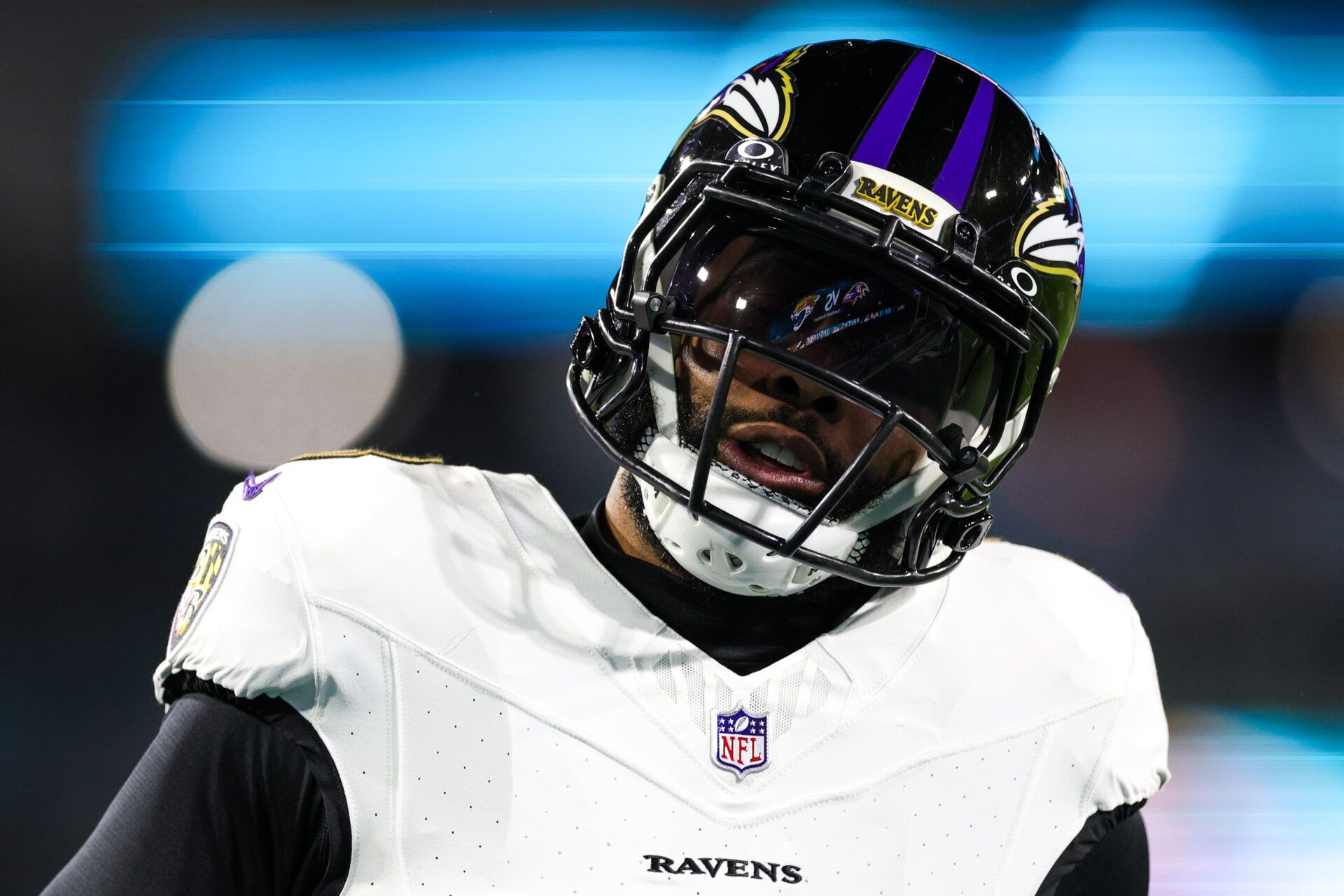 Baltimore Ravens wide receiver Odell Beckham Jr. (3) warms up before a game against the Jacksonville Jaguars at EverBank Stadium.