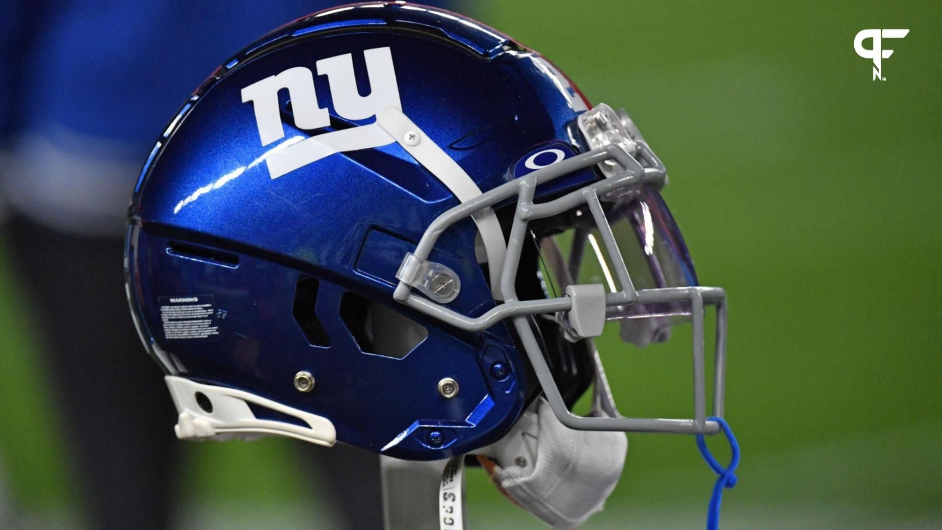 New York Giants helmet against the Philadelphia Eagles at Lincoln Financial Field.