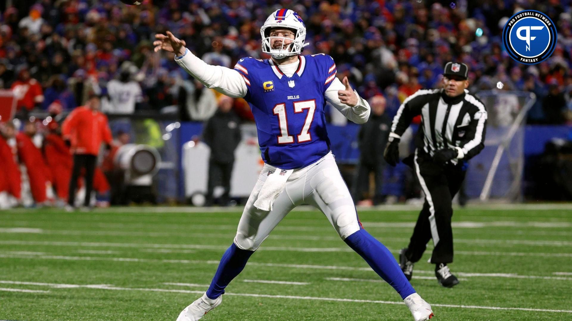 Josh Allen Position: QB. Years: 2018-23 Achievements: Two-time Pro Bowl selection. Has finished in top 5 of NFL MVP balloting three times, finishing second in 2020. Already ranks third in team history with 22,703 yards passing, is No. 1 with four games of 400 yards passing, and his 25 games of at least 300 yards is second to Kelly s 26. In 2023 set NFL record for rushing TDs by a QB with 15 (tied with Jalen Hurts of Eagles). In 2023 he became the only player in NFL history with at least 40 total TDs in four straight years, and the only player with 11 games in one season with at least one passing and one rushing TD. In 2021 set new team records for attempts (646), completions (409), and rushing yards for a QB (763). In 2020 set team marks for passing yards (4,544), highest passer rating (107.2), and total TDs produced (45).