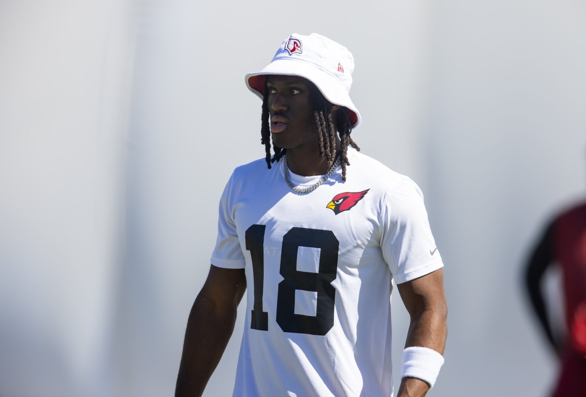 Arizona Cardinals wide receiver Marvin Harrison Jr. (18) during rookie minicamp.