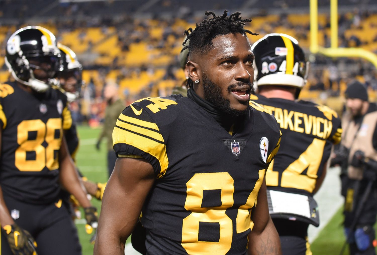 Pittsburgh Steelers wide receiver Antonio Brown leaves the field before playing the Carolina Panthers at Heinz Field. Mandatory Credit: Philip G. Pavely-USA TODAY Sports