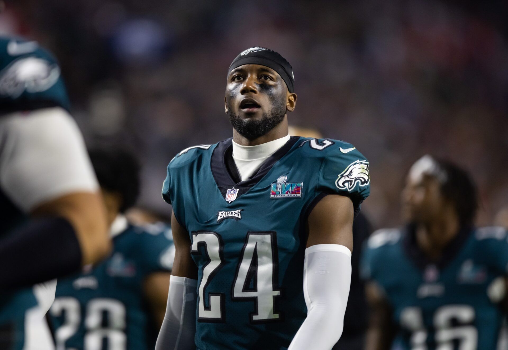 Philadelphia Eagles cornerback James Bradberry (24) against the Kansas City Chiefs during Super Bowl LVII at State Farm Stadium. Mandatory Credit: Mark J. Rebilas-USA TODAY Sports