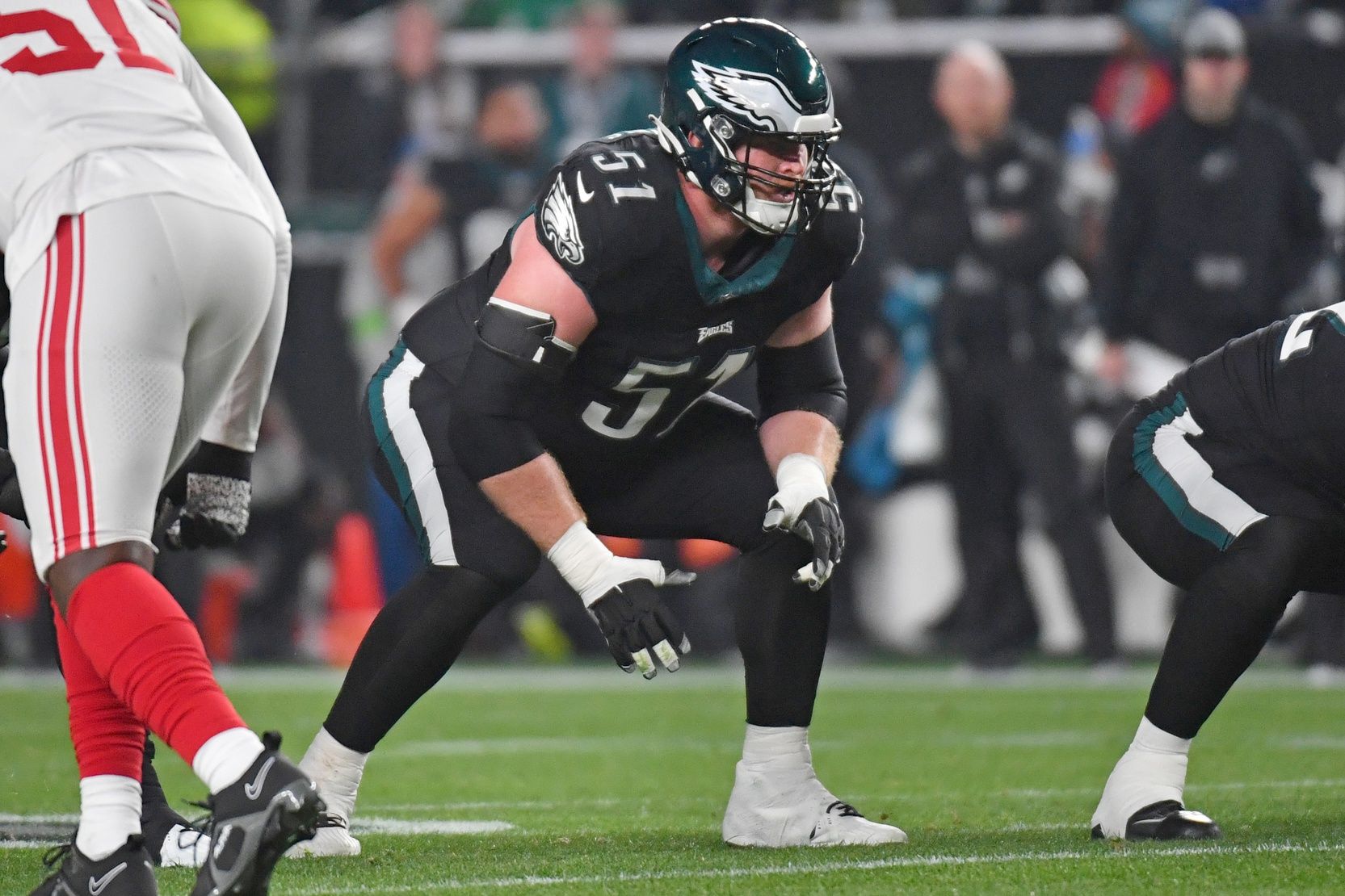 Philadelphia Eagles center Cam Jurgens (51) against the New York Giants at Lincoln Financial Field.