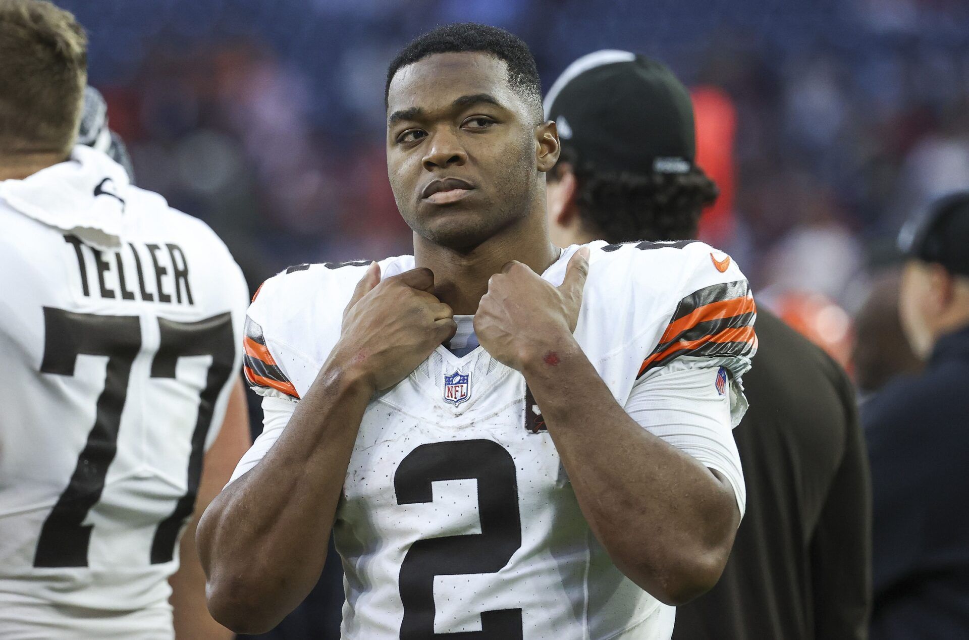 Cleveland Browns WR Amari Cooper (2) on the sidelines during the game against the Houston Texans.