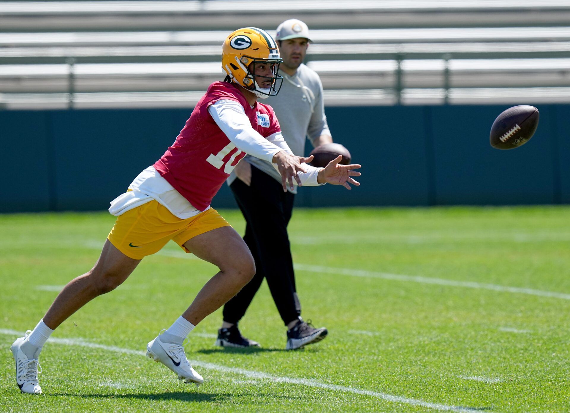 Green Bay Packers quarterback Jordan Love (10) is shown during organized team activities Wednesday, May 29, 2024 in Green Bay, Wisconsin.