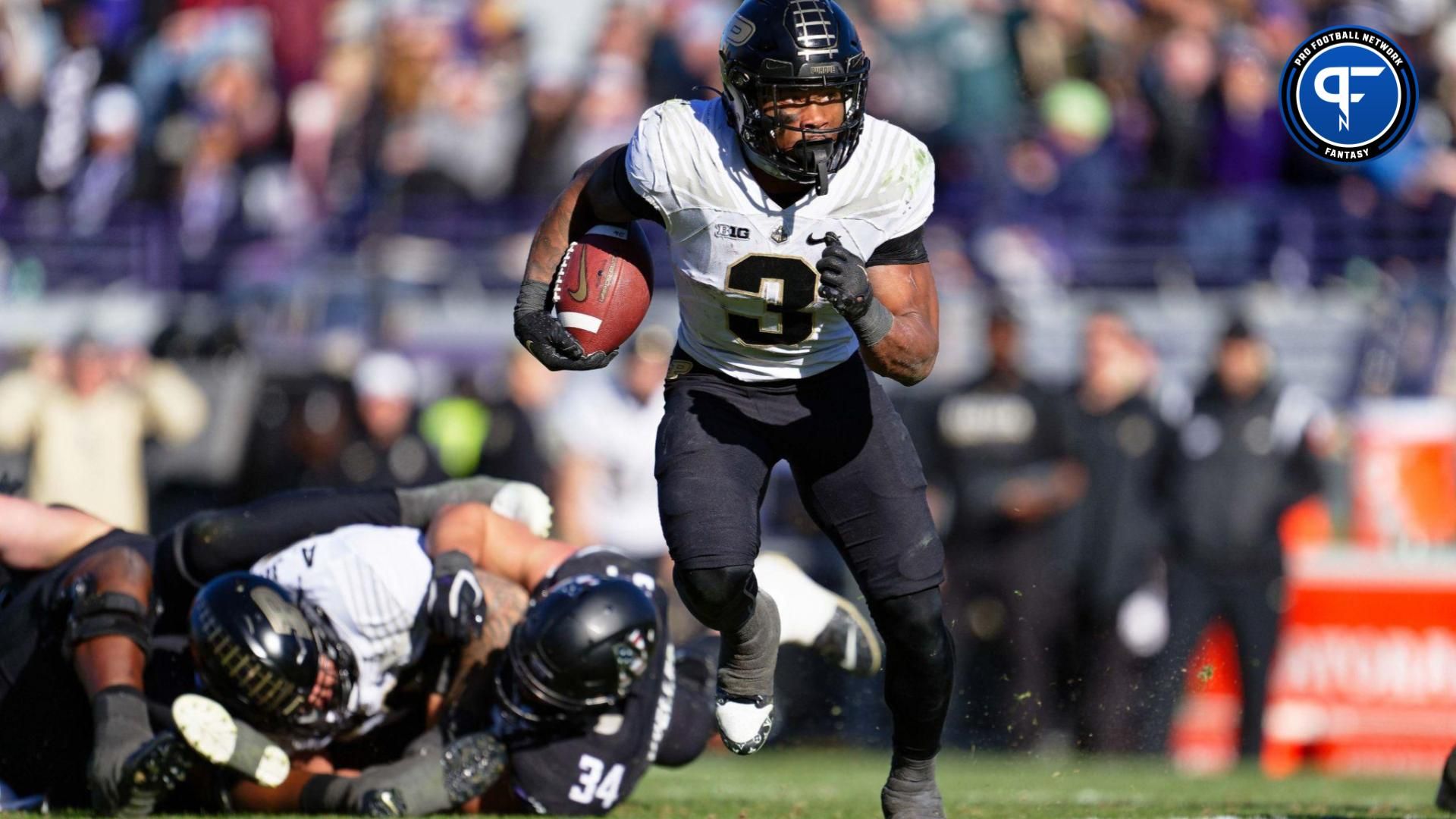 Purdue Boilermakers running back Tyrone Tracy Jr. (3) runs with the ball against the Northwestern Wildcats at Ryan Field.