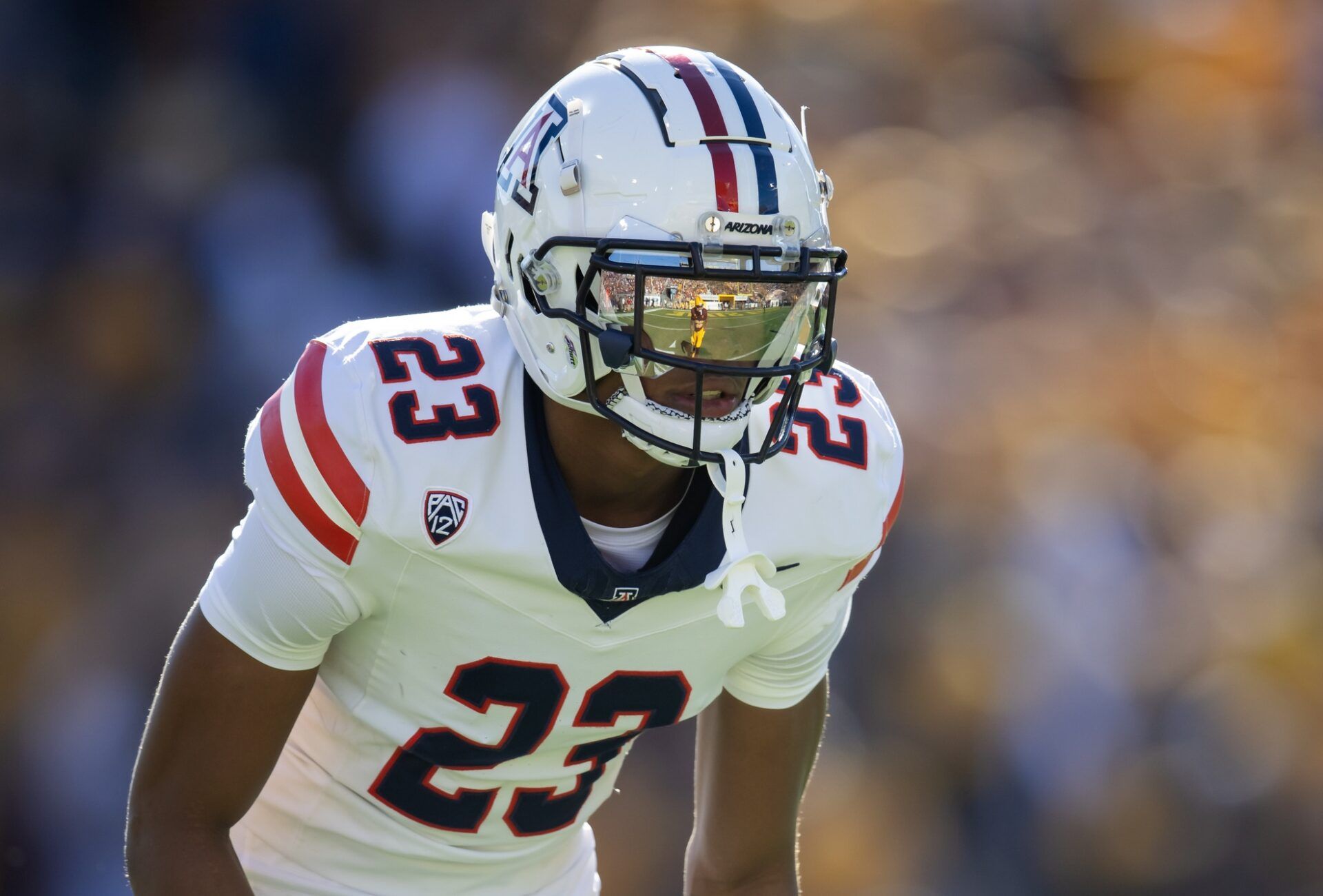 Arizona Wildcats CB Tacario Davis lines up against the Arizona State Sun Devils.