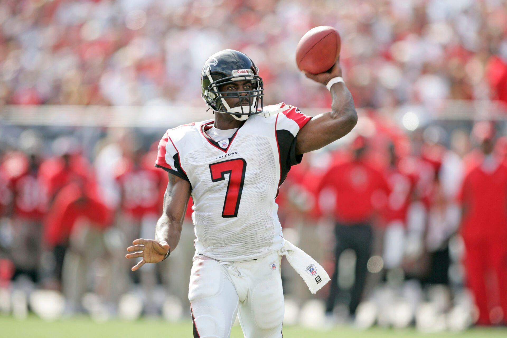 Dec 05, 2004; Tampa, FL, USA; Atlanta Falcons quarterback Michael Vick in action at Raymond James Stadium. Mandatory Credit: USA TODAY Sports (©) Copyright 2004 by Preston Mack