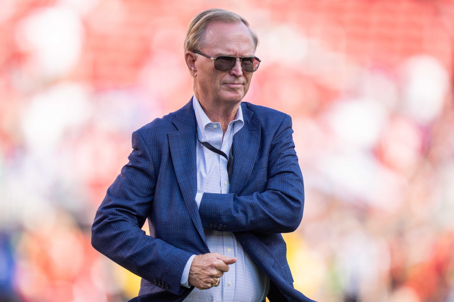 September 21, 2023; Santa Clara, California, USA; New York Giants co-owner John Mara before the game against the San Francisco 49ers at Levi's Stadium. Mandatory Credit: Kyle Terada-USA TODAY Sports