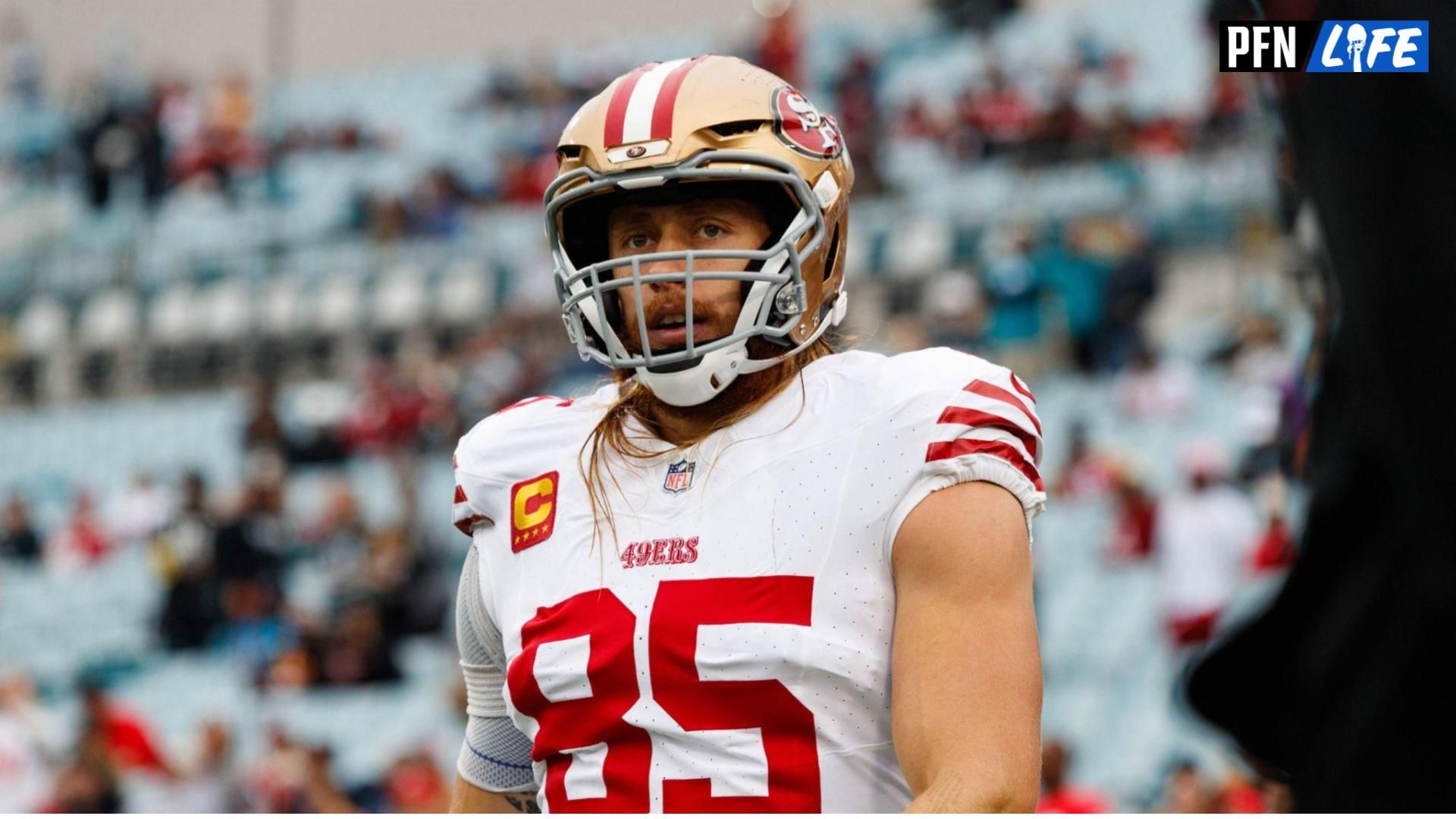 San Francisco 49ers tight end George Kittle (85) during the warm ups before the game against the Jacksonville Jaguars at EverBank Stadium. Mandatory Credit: Morgan Tencza-USA TODAY Sports