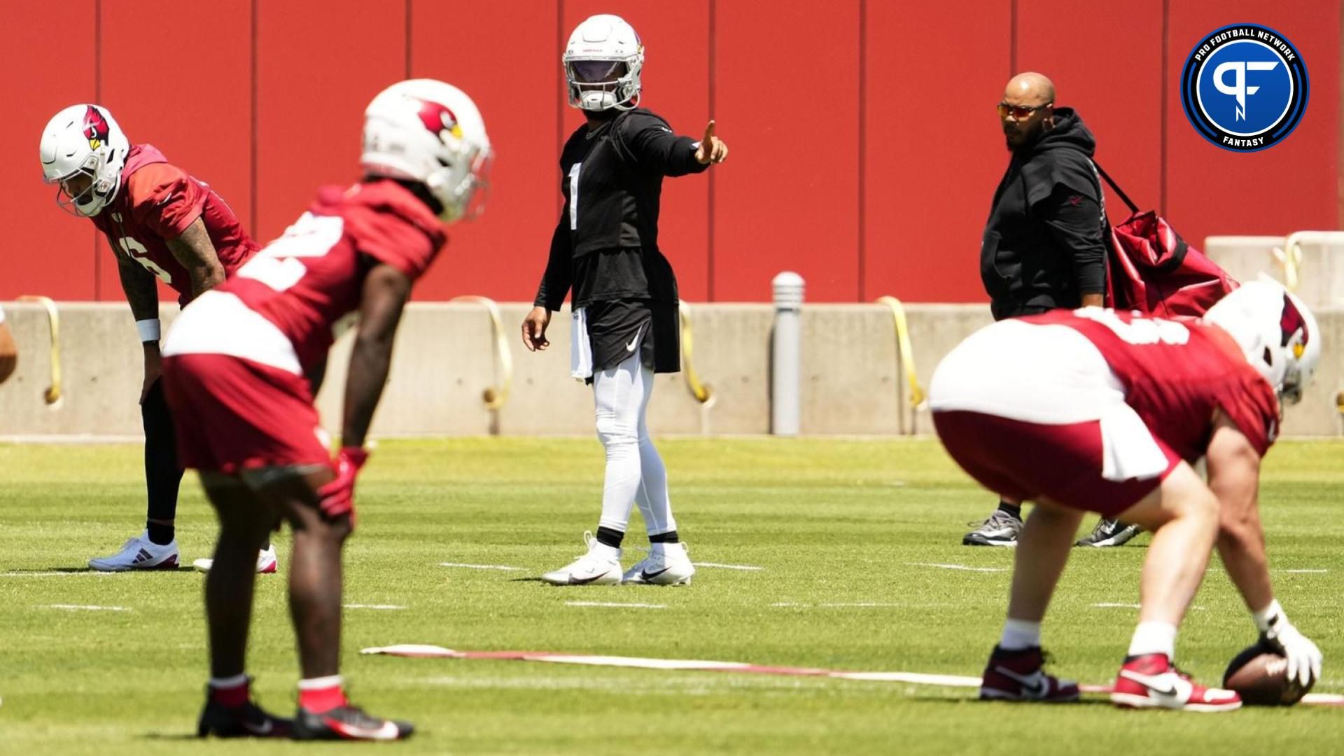 Arizona Cardinals quarterback Kyler Murray (1) during organized team activities at the Dignity Health Arizona Cardinals Training Center on May 28, 2024.