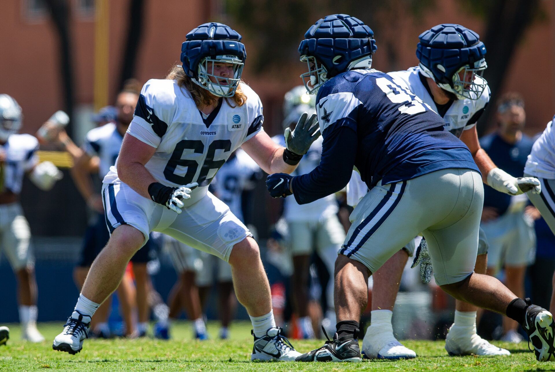 Dallas Cowboys OL T.J. Bass (66) is a training camp wild card for the team in 2024.