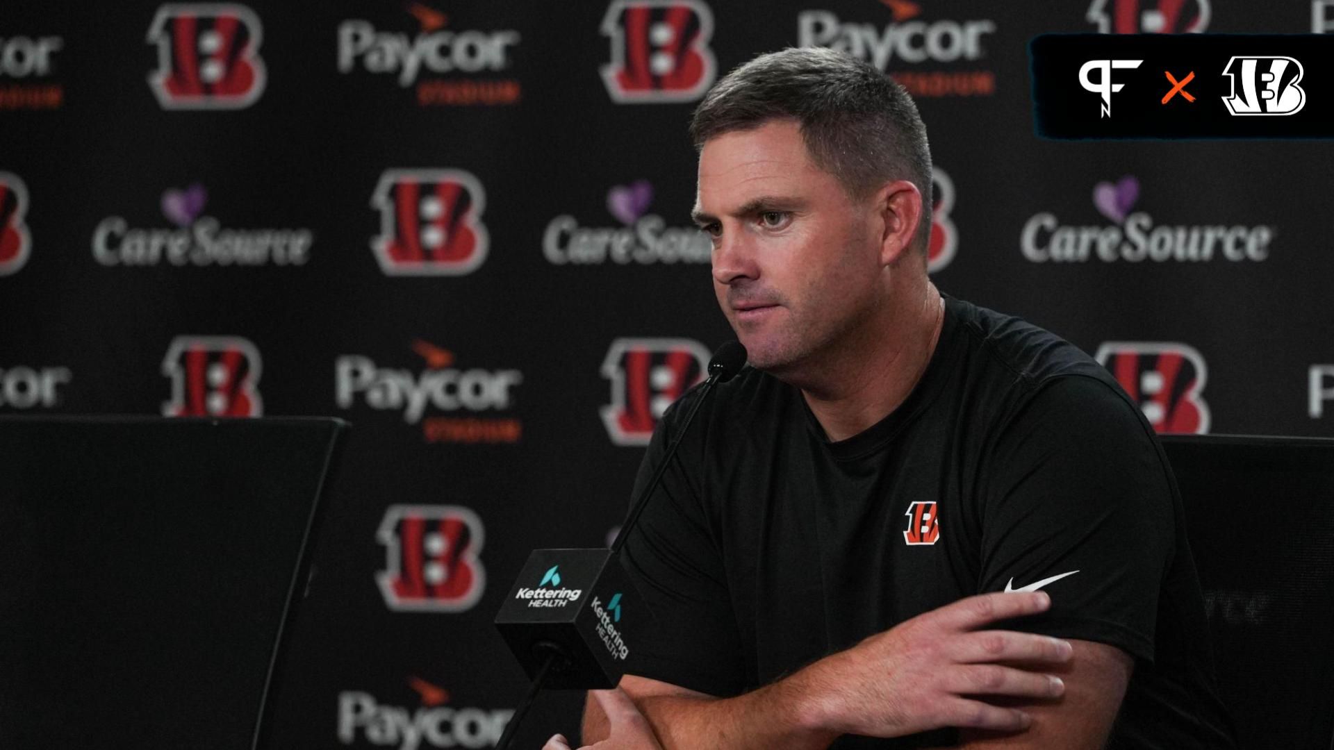 Bengals Head Coach Zac Taylor speaks at a press conference on the first day of Bengals Training Camp on Wednesday July 24, 2024.