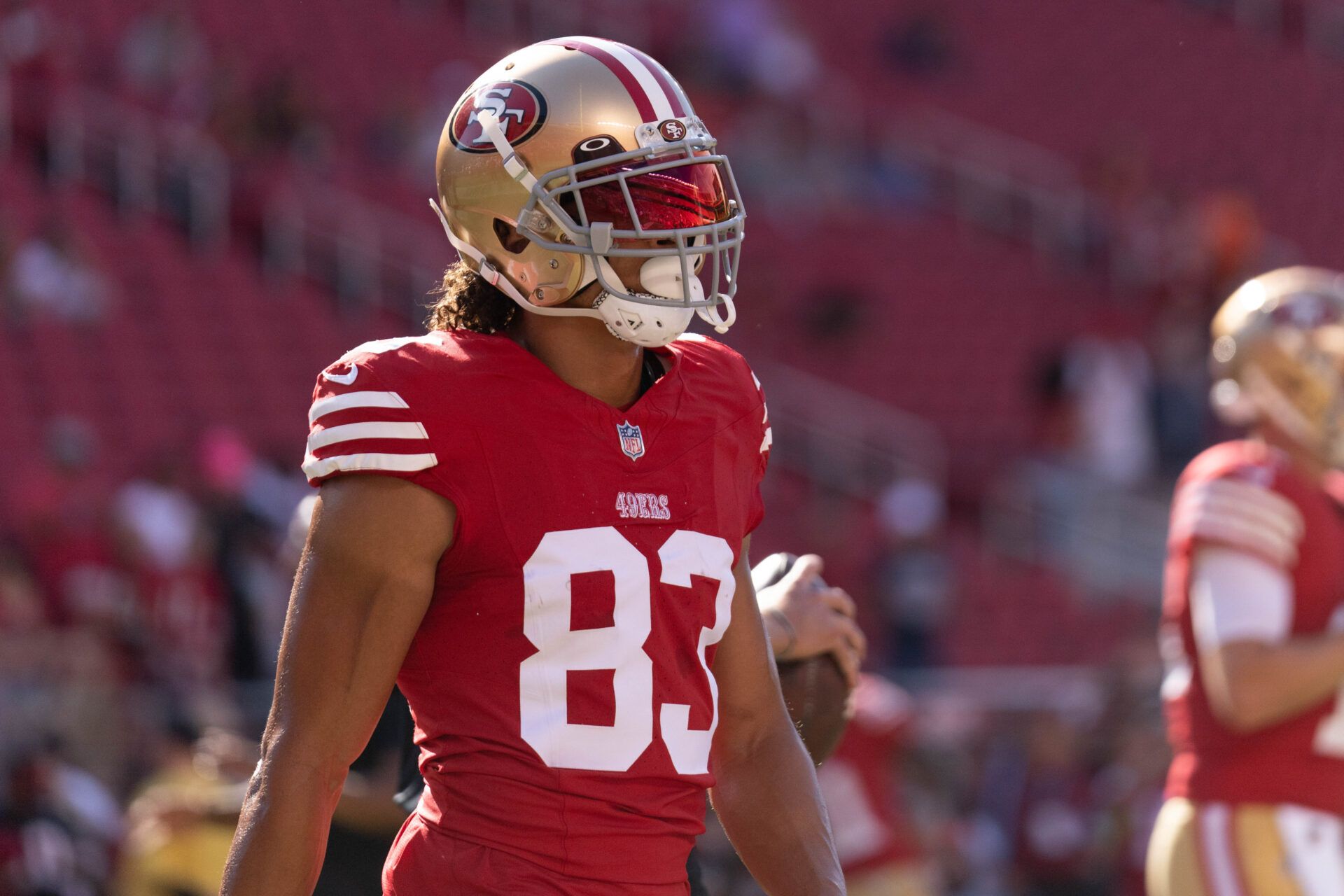 Aug 19, 2023; Santa Clara, California, USA; San Francisco 49ers wide receiver Willie Snead IV (83) before the start of the first quarter against the Denver Broncos at Levi's Stadium. Mandatory Credit: Stan Szeto-USA TODAY Sports