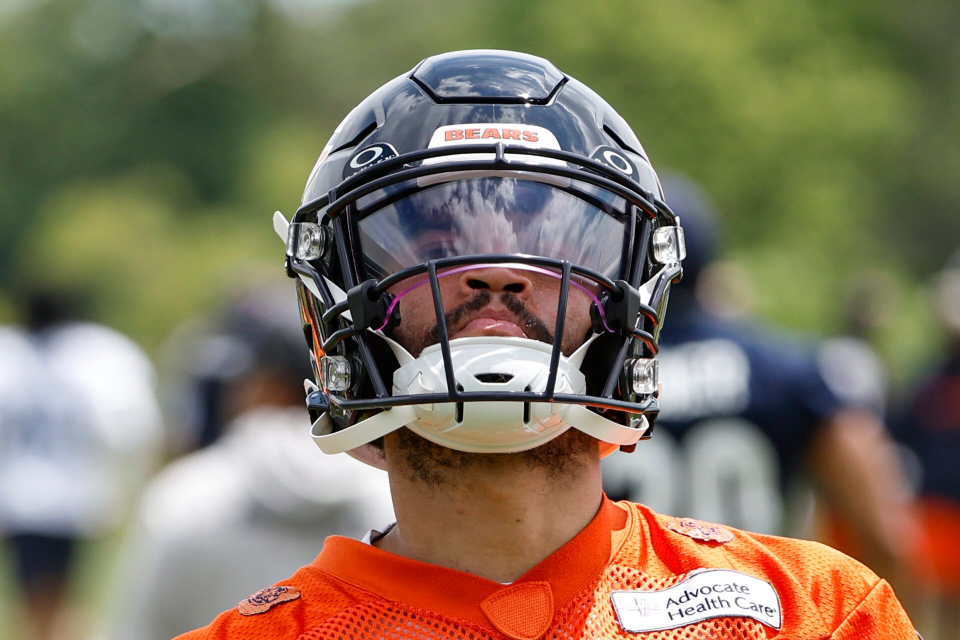 Jun 5, 2024; Lake Forest, IL, USA; Chicago Bears quarterback Caleb Williams (18) warms up during the team's minicamp at Halas Hall. Mandatory Credit: Kamil Krzaczynski-USA TODAY Sports