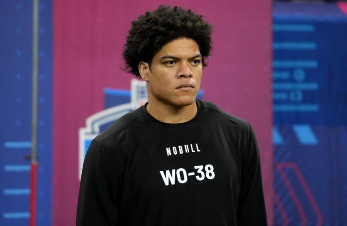 Philadelphia Eagles WR Johnny Wilson at the NFL Combine prior to his selection in the 2024 NFL Draft.