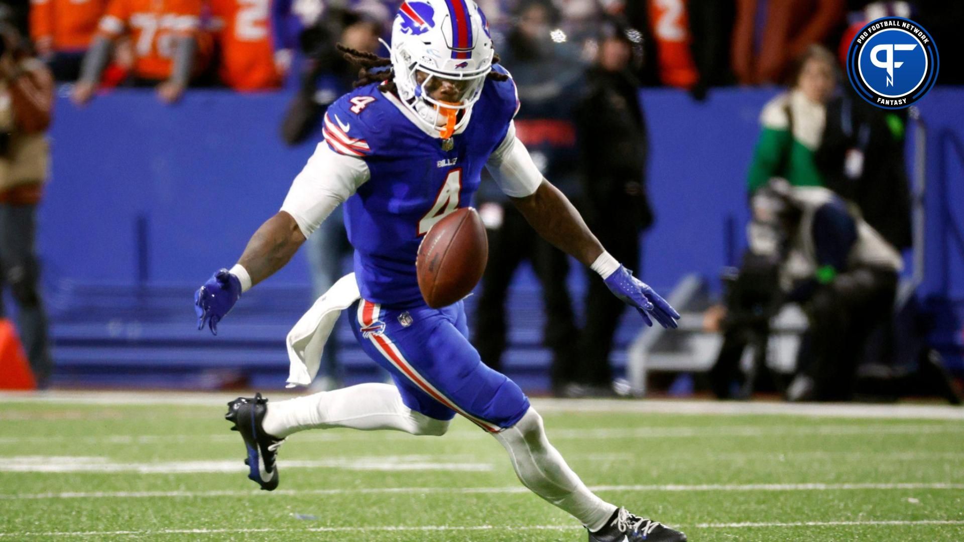 Where does Buffalo Bills RB James Cook (4) land in the latest 2024 fantasy running back rankings?