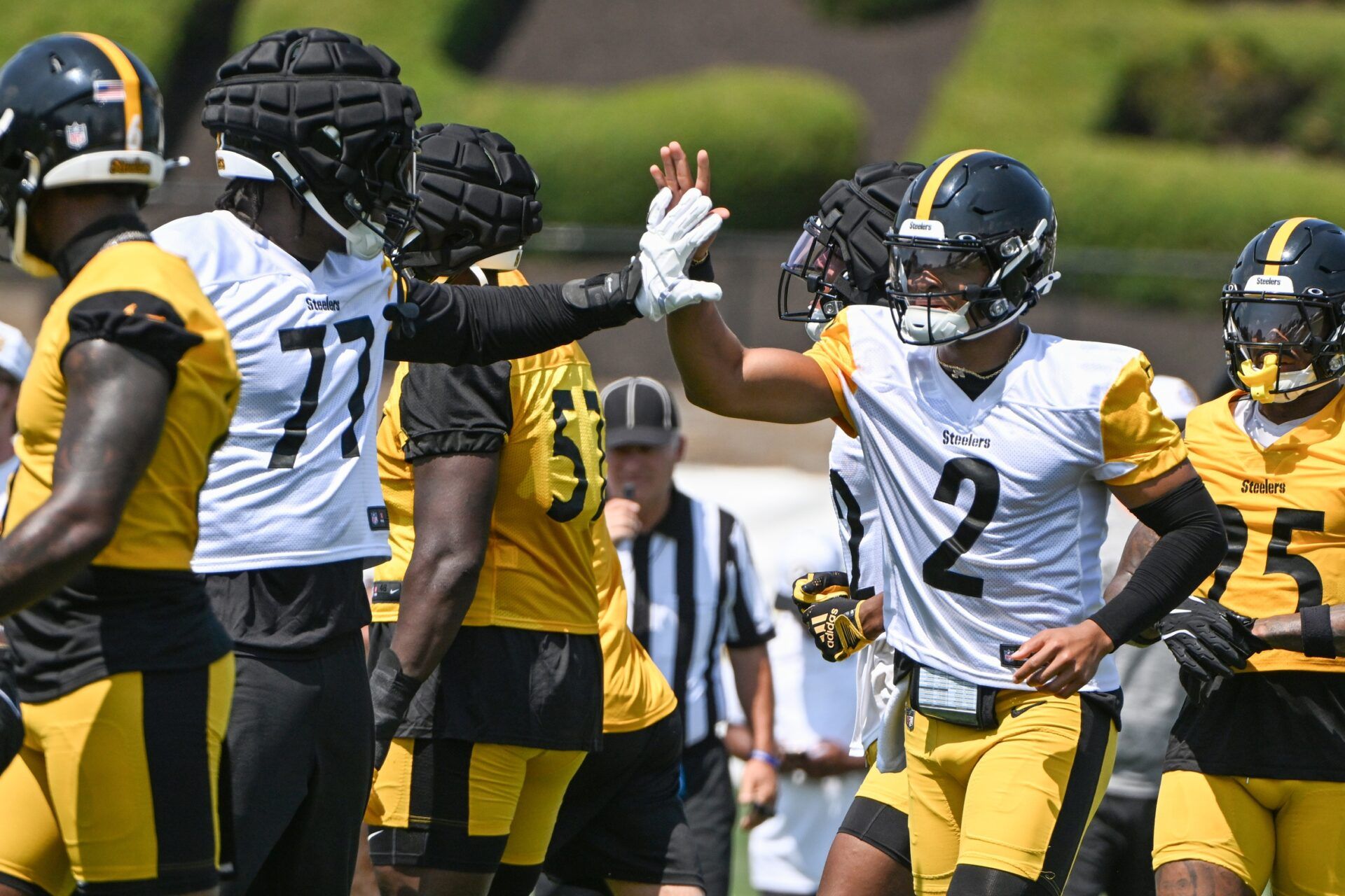 Pittsburgh Steelers QB Justin Fields (2) is currently second on the depth chart but could push to start.