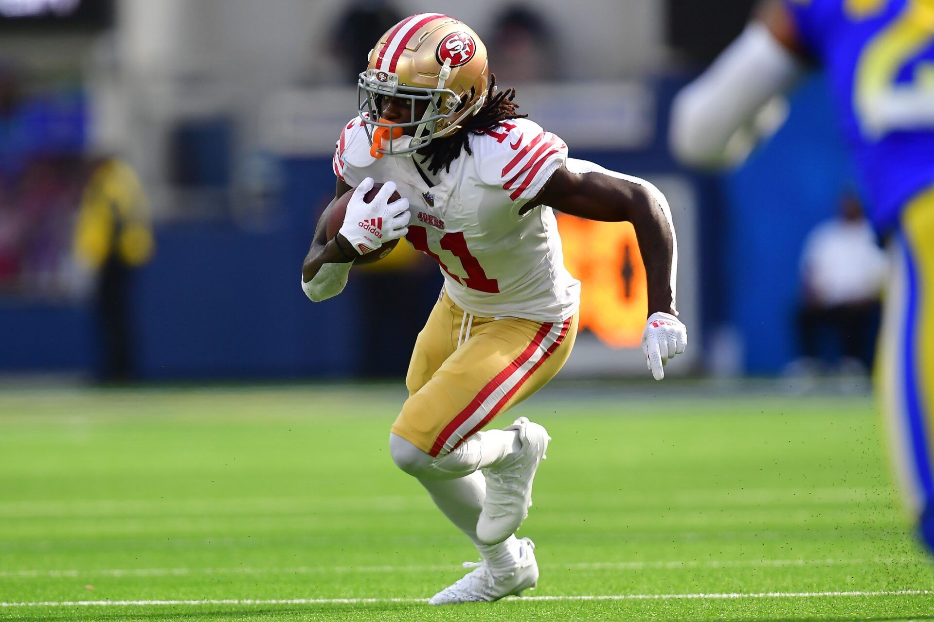 San Francisco 49ers WR Brandon Aiyuk (11) rejected the offer to join the Patriots because of New England's QB situation.