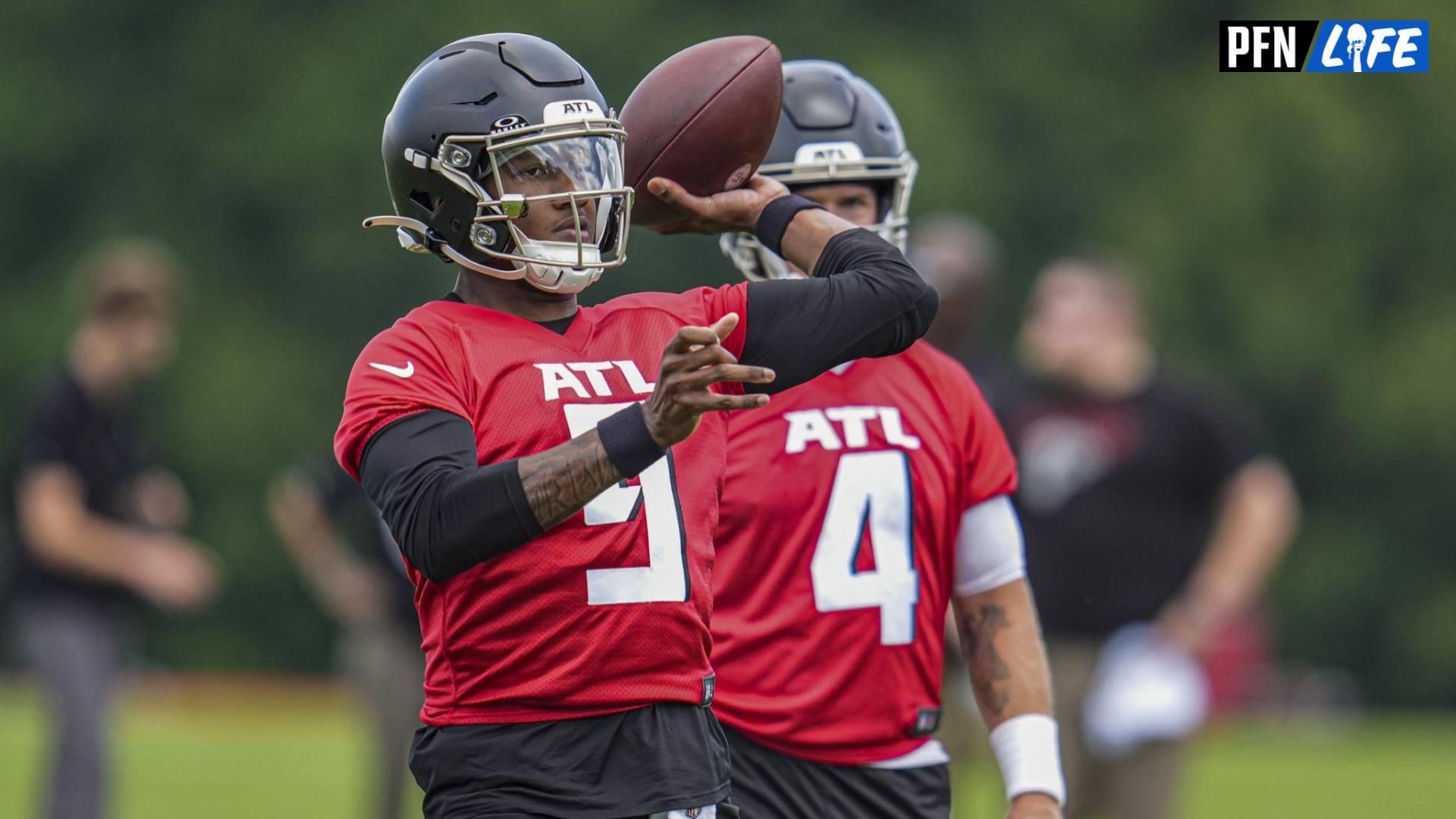 Atlanta Falcons quarterback Michael Penix Jr (9) throws the ball during Falcons OTA at the Falcons Training facility. Mandatory Credit: Dale Zanine-USA TODAY Sports