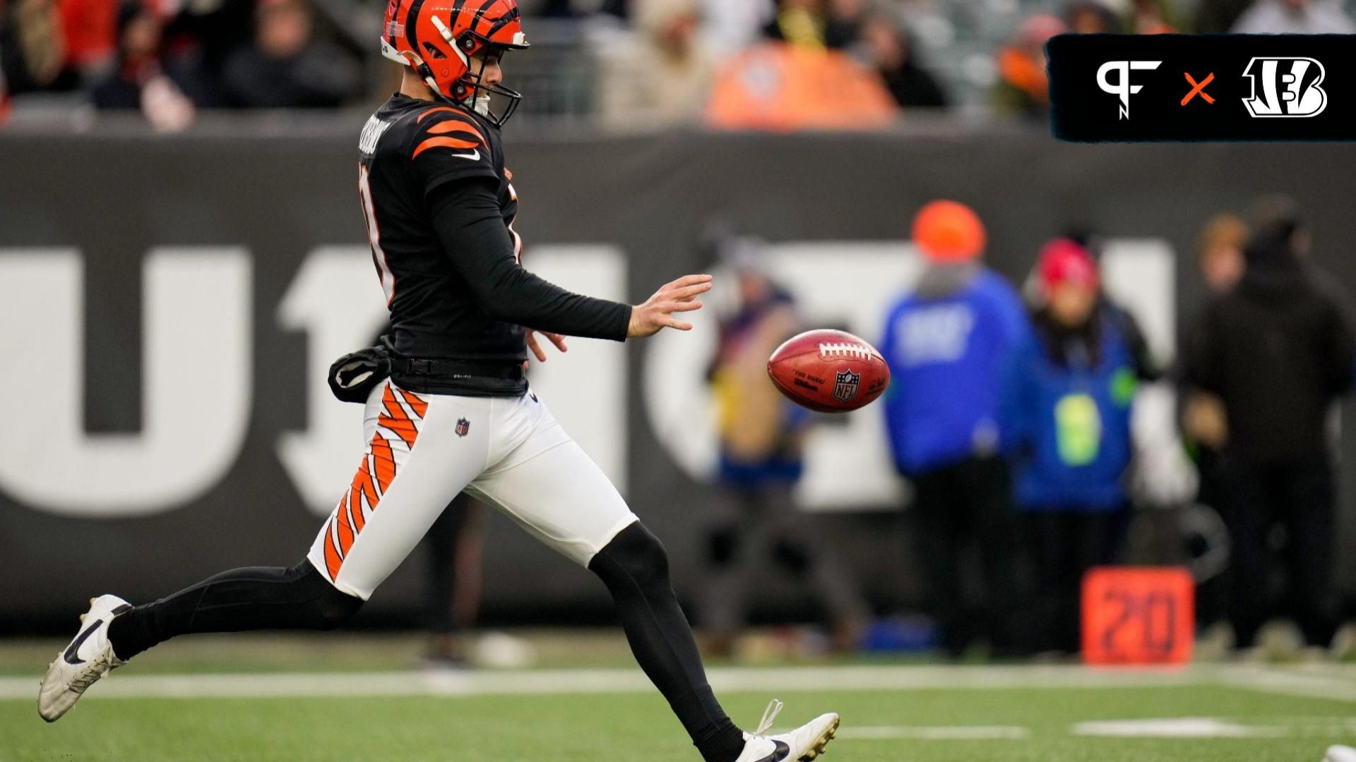 Cincinnati Bengals punter Brad Robbins (10) punts the ball against the Cleveland Browns.