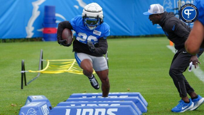 What is the latest injury update for Detroit Lions RB Jahmyr Gibbs (26) amongst other fantasy football-relevant running backs?