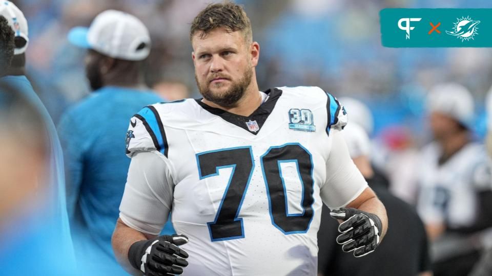 Carolina Panthers guard Brady Christensen (70) during the first quarter New York Jets at Bank of America Stadium. Mandatory Credit: Jim Dedmon-USA TODAY Sports