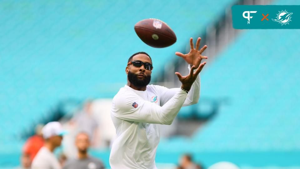 Miami Dolphins wide receiver Odell Beckham Jr. (3) catches the football before preseason game against the Washington Commanders at Hard Rock Stadium. Mandatory Credit: Sam Navarro-USA TODAY Sports