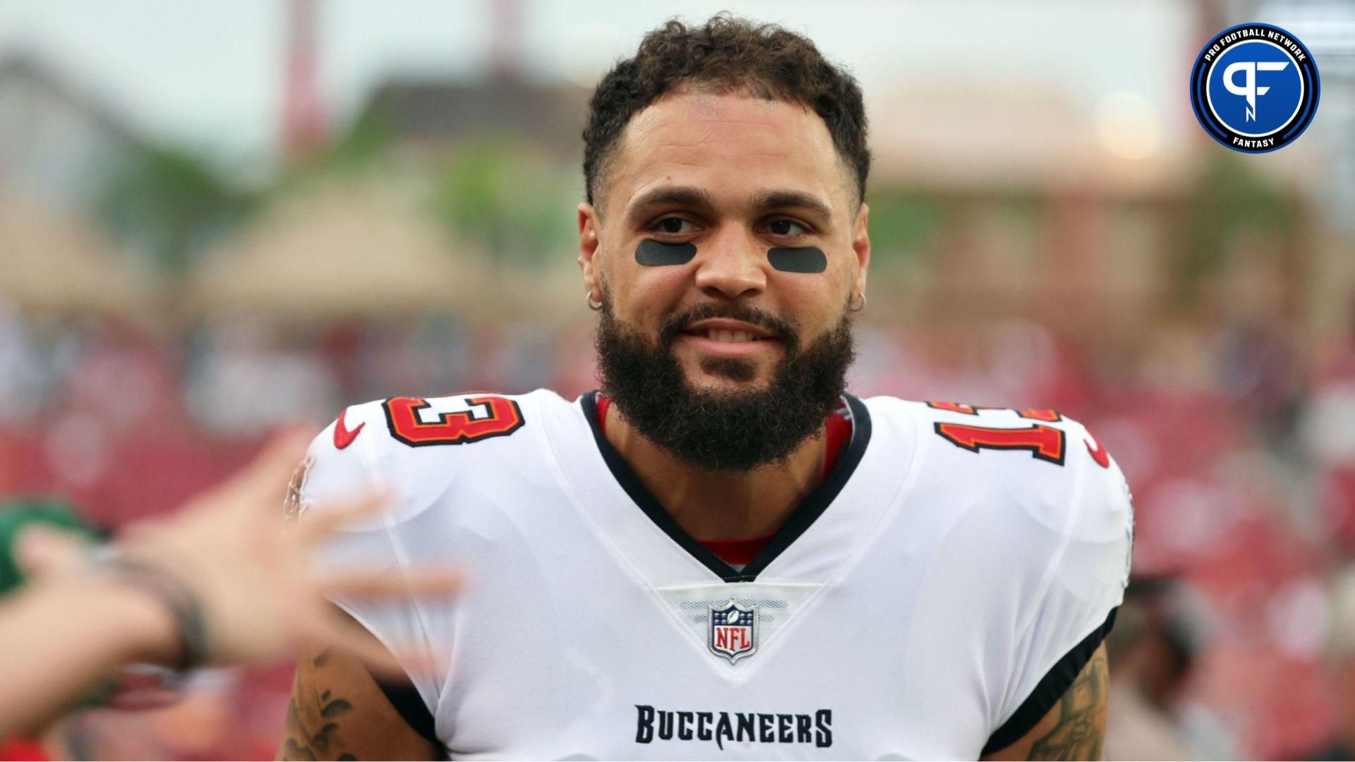 Tampa Bay Buccaneers wide receiver Mike Evans (13) smiles before the game against the Miami Dolphins at Raymond James Stadium. Mandatory Credit: Kim Klement Neitzel-USA TODAY Sports