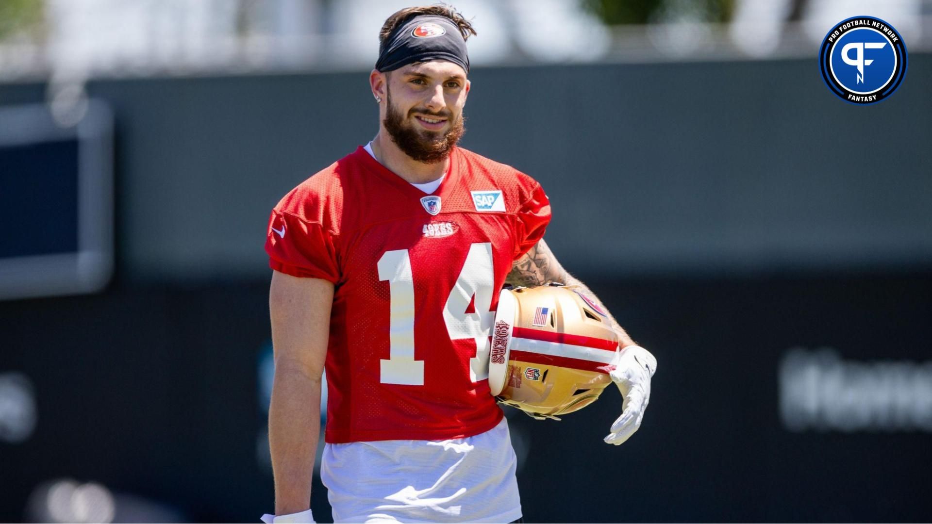 San Francisco 49ers wide receiver Ricky Pearsall (14) smiles during the 49ers rookie minicamp at Levi’s Stadium in Santa Clara, CA. Mandatory Credit: Robert Kupbens-USA TODAY Sports