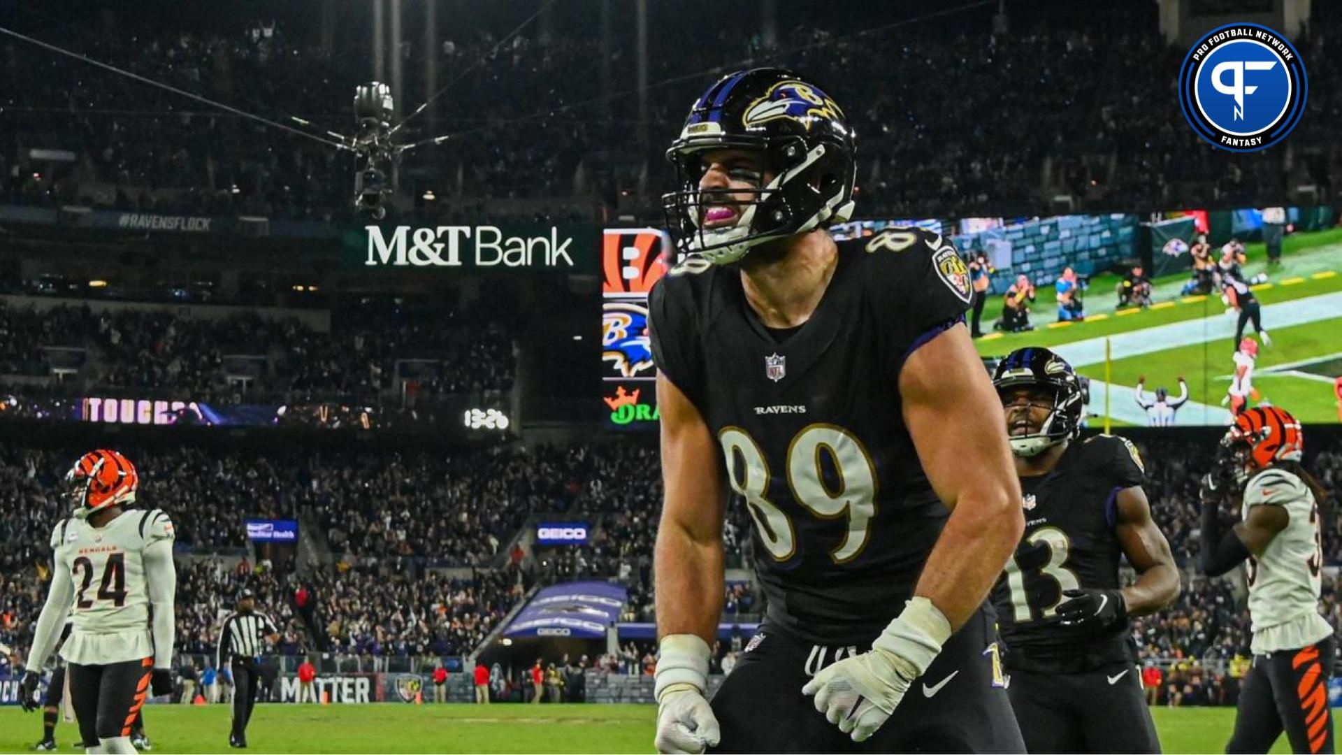 Baltimore Ravens tight end Mark Andrews (89) celebrates scoring a second quarter touchdown against the Cincinnati Bengals at M&T Bank Stadium. Mandatory Credit: Tommy Gilligan-USA TODAY