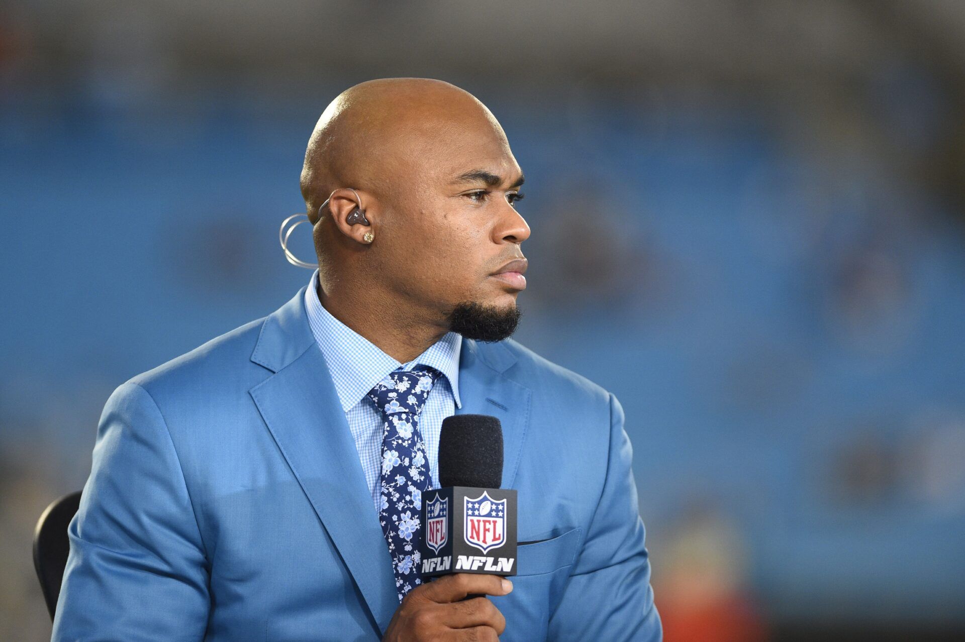 NFL GameDay Kickoff analyst Steve Smith Sr. before the game at Bank of America Stadium. Mandatory Credit: Bob Donnan-USA TODAY Sports