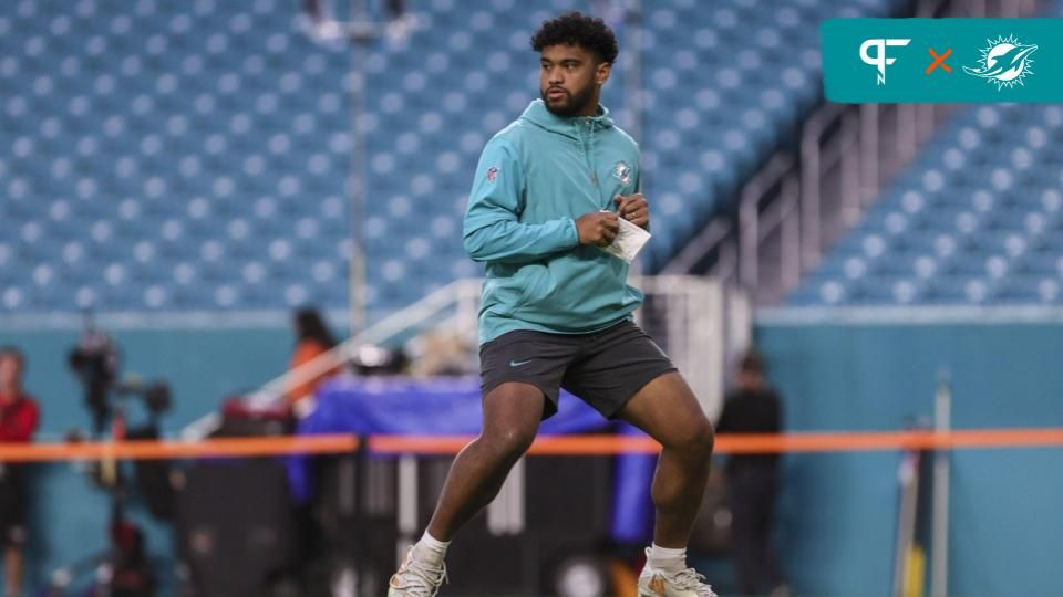 Miami Dolphins quarterback Tua Tagovailoa (1) warms up prior to the game against the Buffalo Bills at Hard Rock Stadium. Mandatory Credit: Sam Navarro-Imagn Images